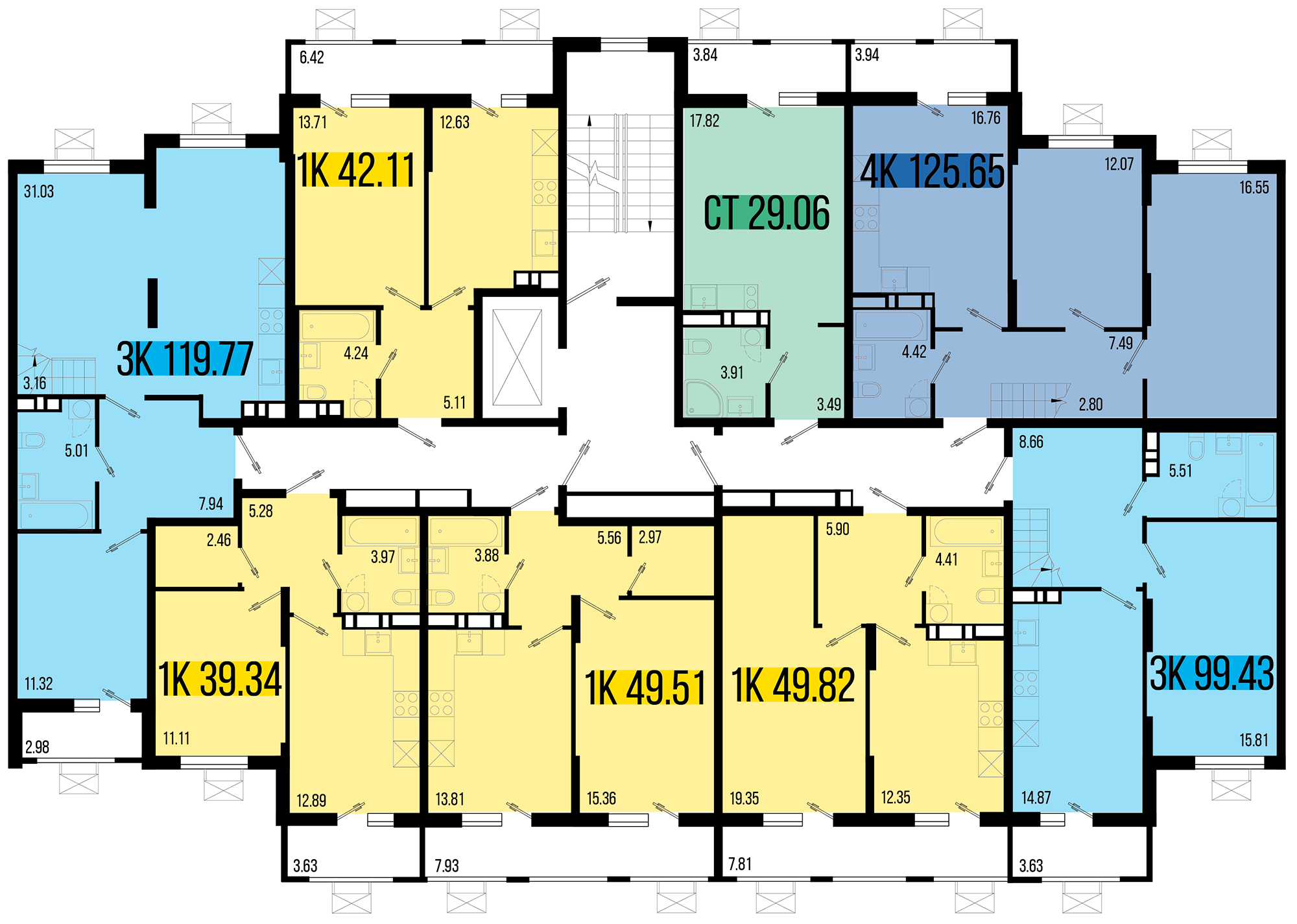 4-комнатная квартира №98 125,65 м2 от застройщика ГК ТОЧНО фото 5
