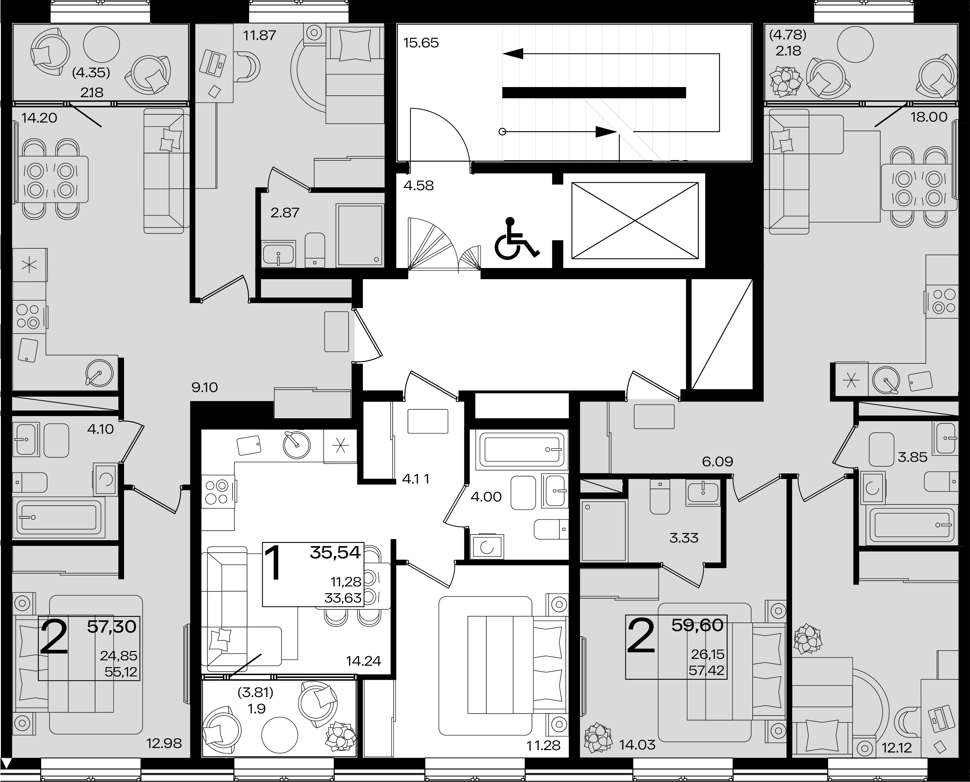 1-комнатная квартира №17.1 35,54 м2 от застройщика ГК ТОЧНО фото 3