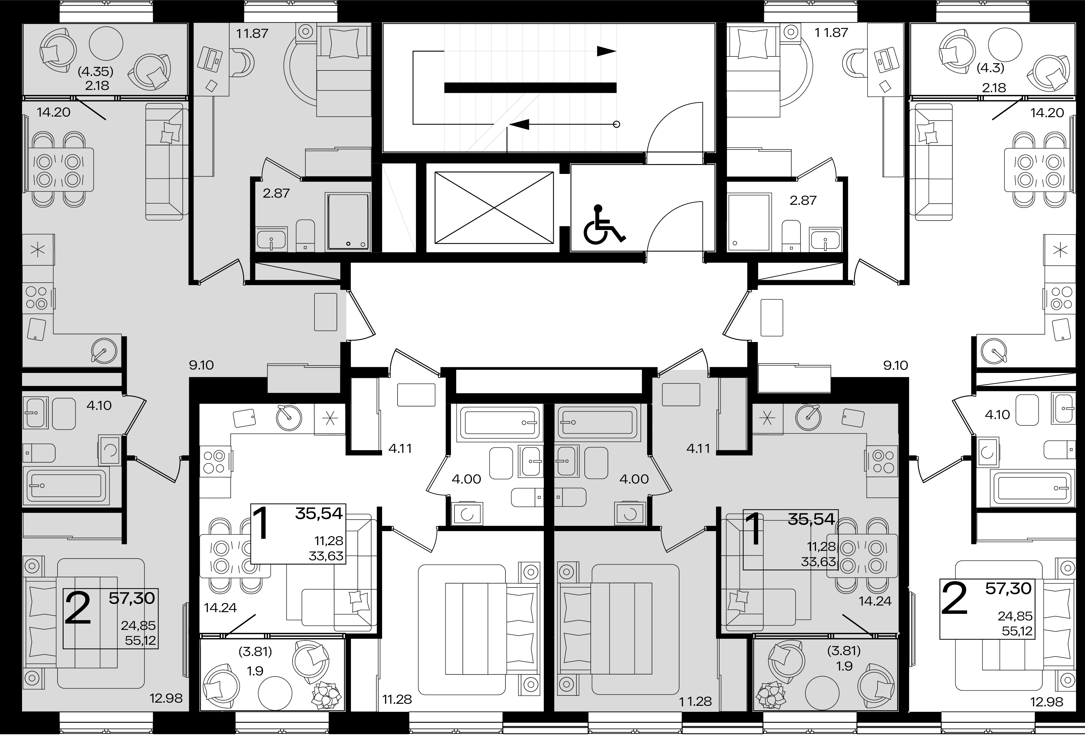 2-комнатная квартира №31 57,3 м2 от застройщика ГК ТОЧНО фото 3