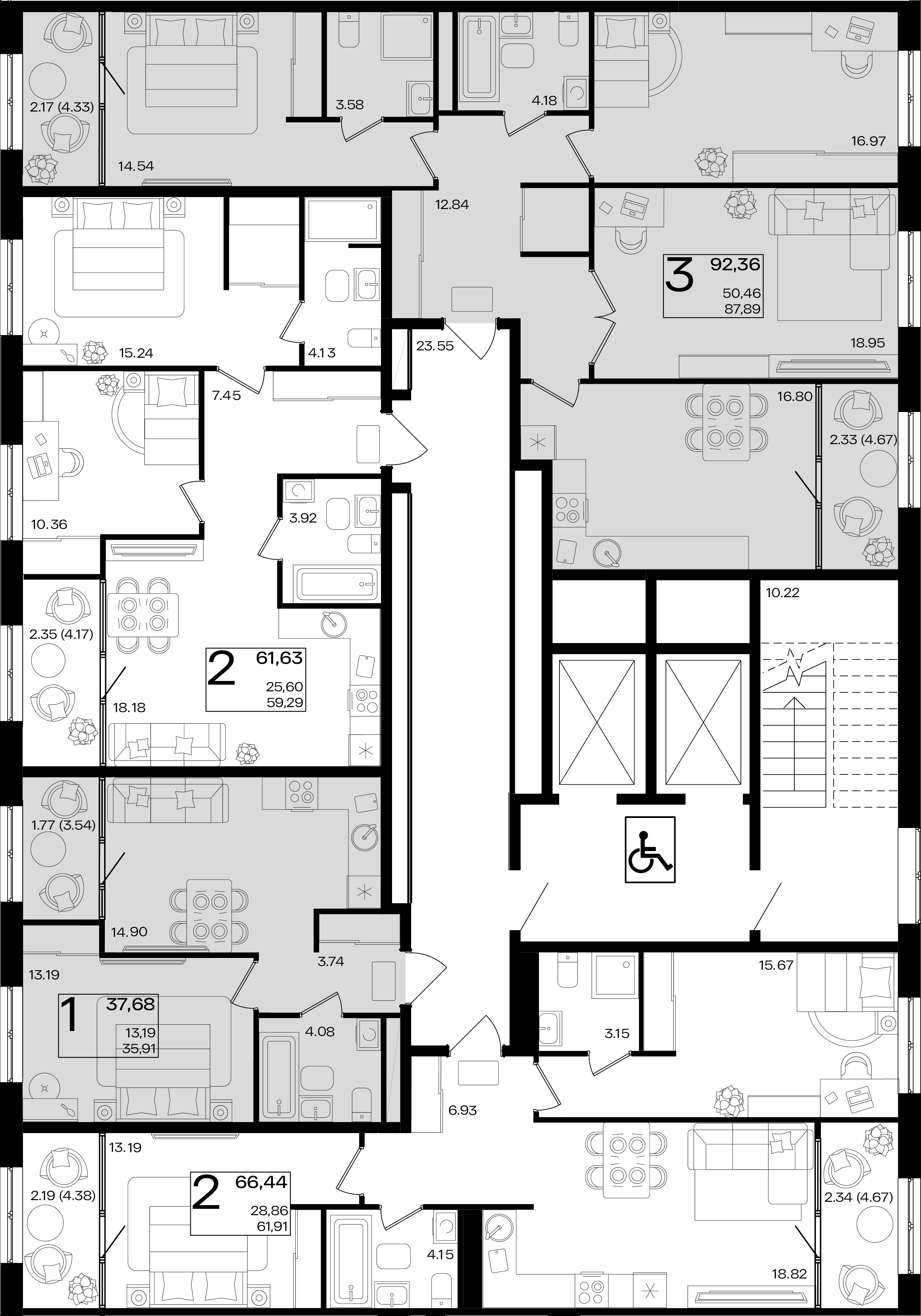 1-комнатная квартира №141 37,68 м2 от застройщика ГК ТОЧНО фото 3