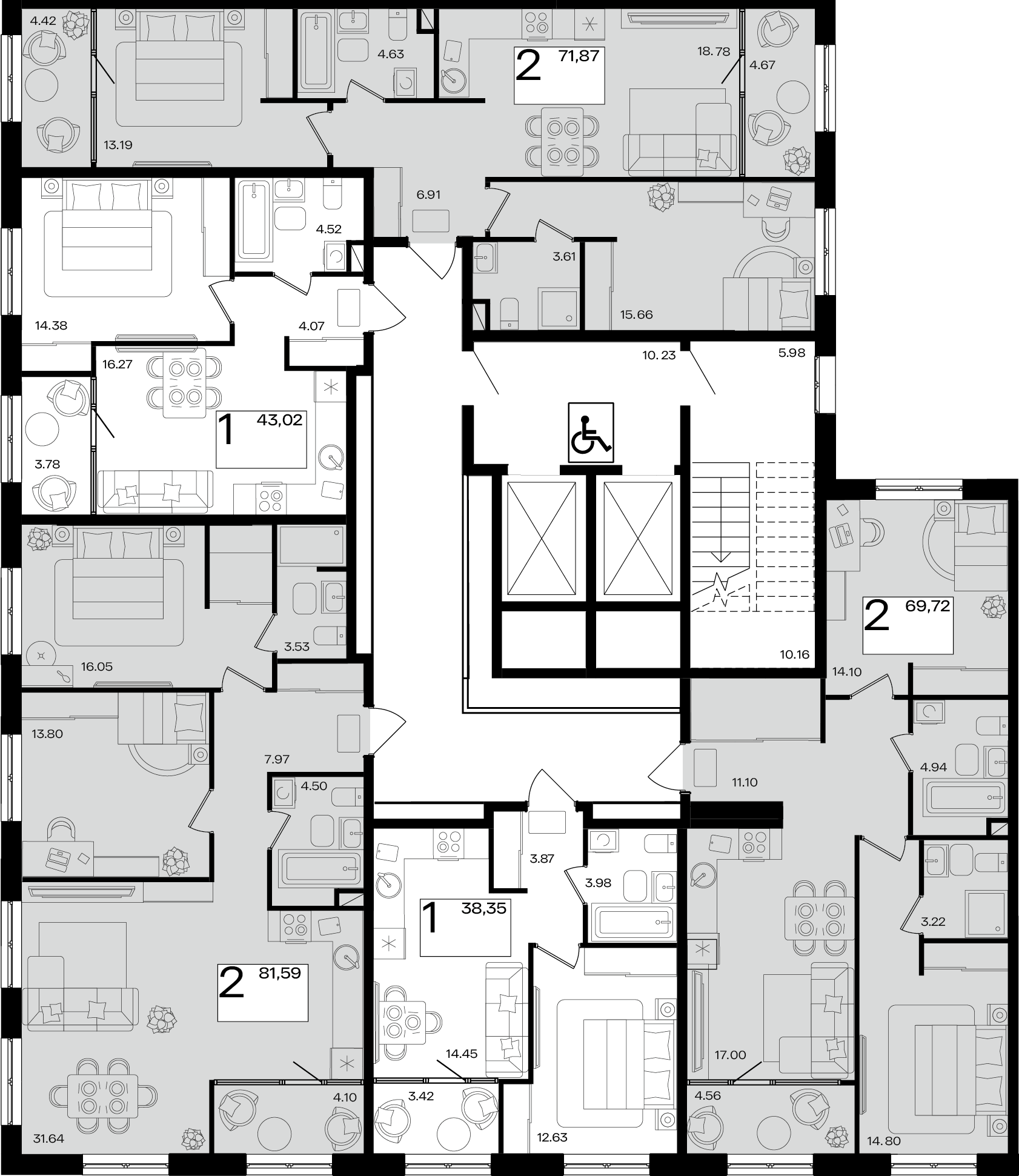 2-комнатная квартира №38 79,04 м2 от застройщика ГК ТОЧНО фото 3