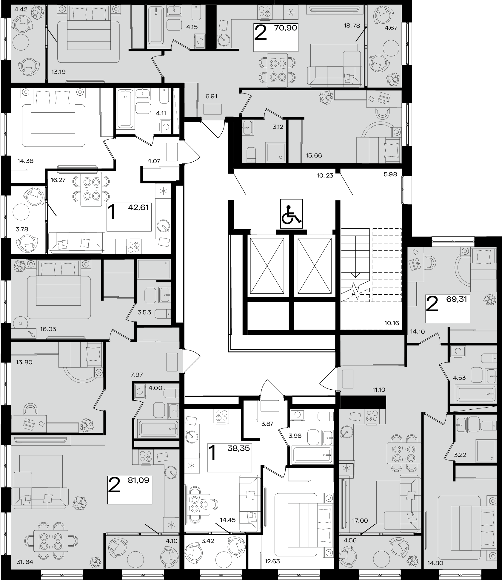 2-комнатная квартира №50 66,35 м2 от застройщика ГК ТОЧНО фото 3