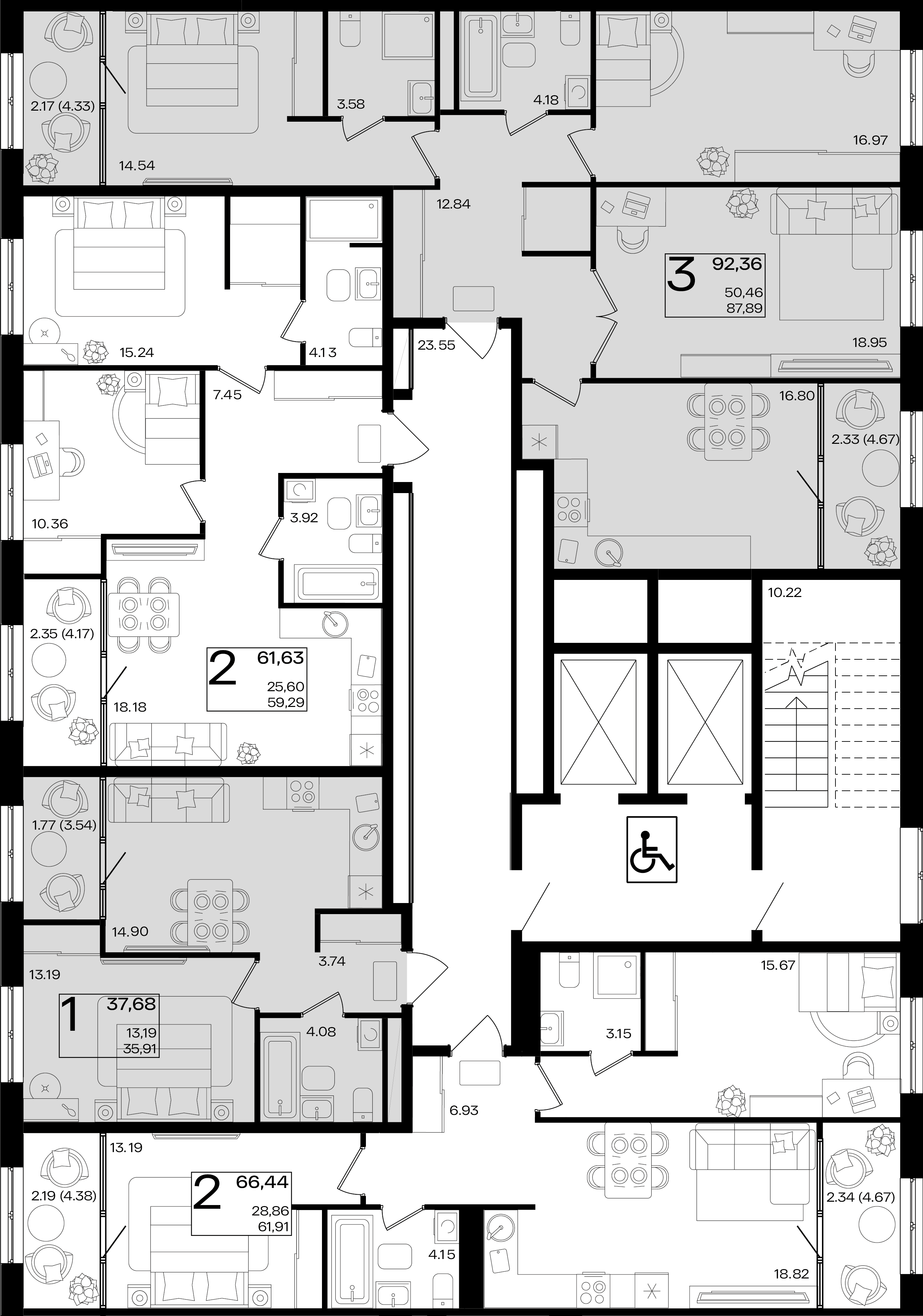 1-комнатная квартира №145.1 37,68 м2 от застройщика ГК ТОЧНО фото 3
