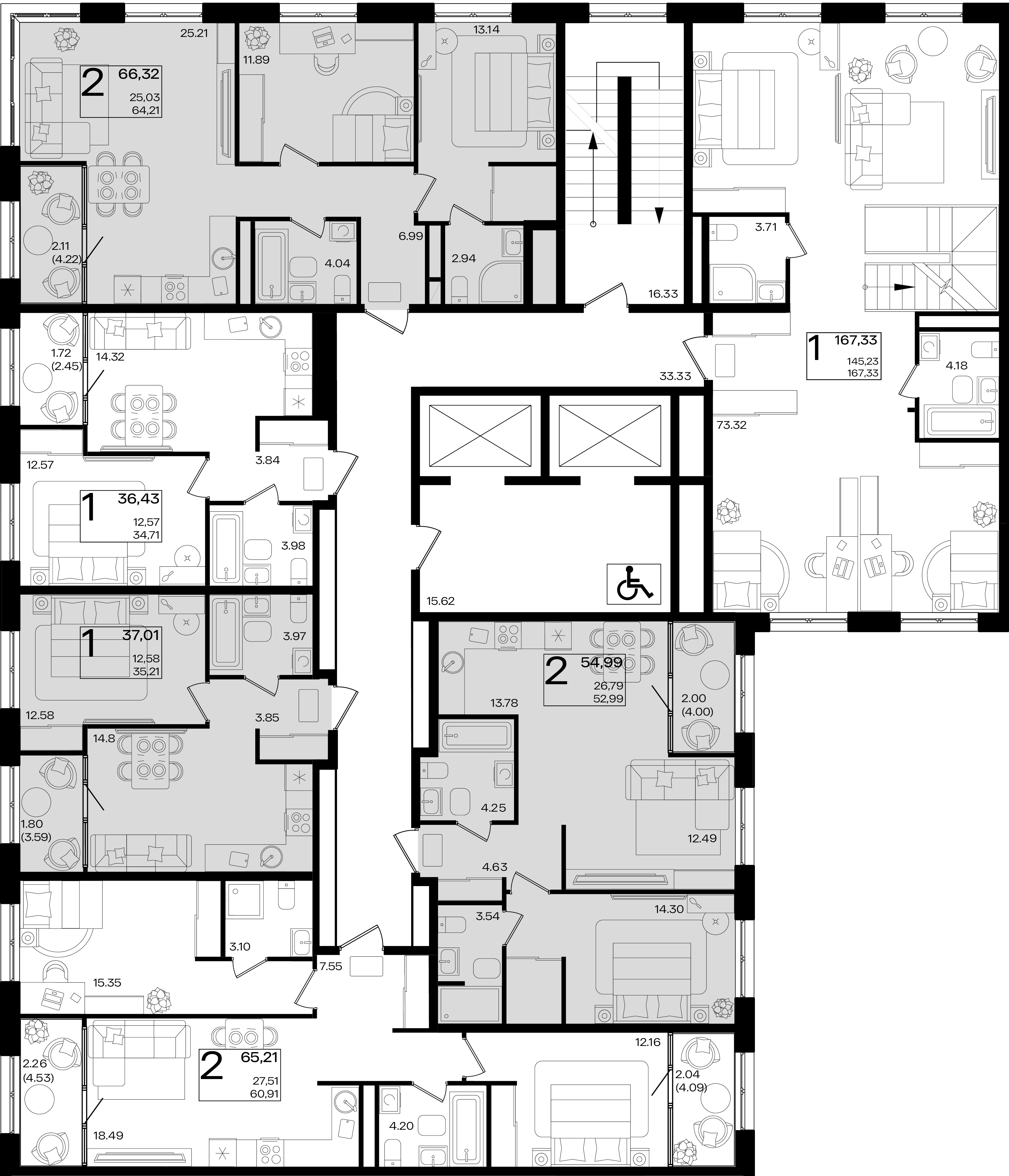 2-комнатная квартира №307.1 54,99 м2 от застройщика ГК ТОЧНО фото 3