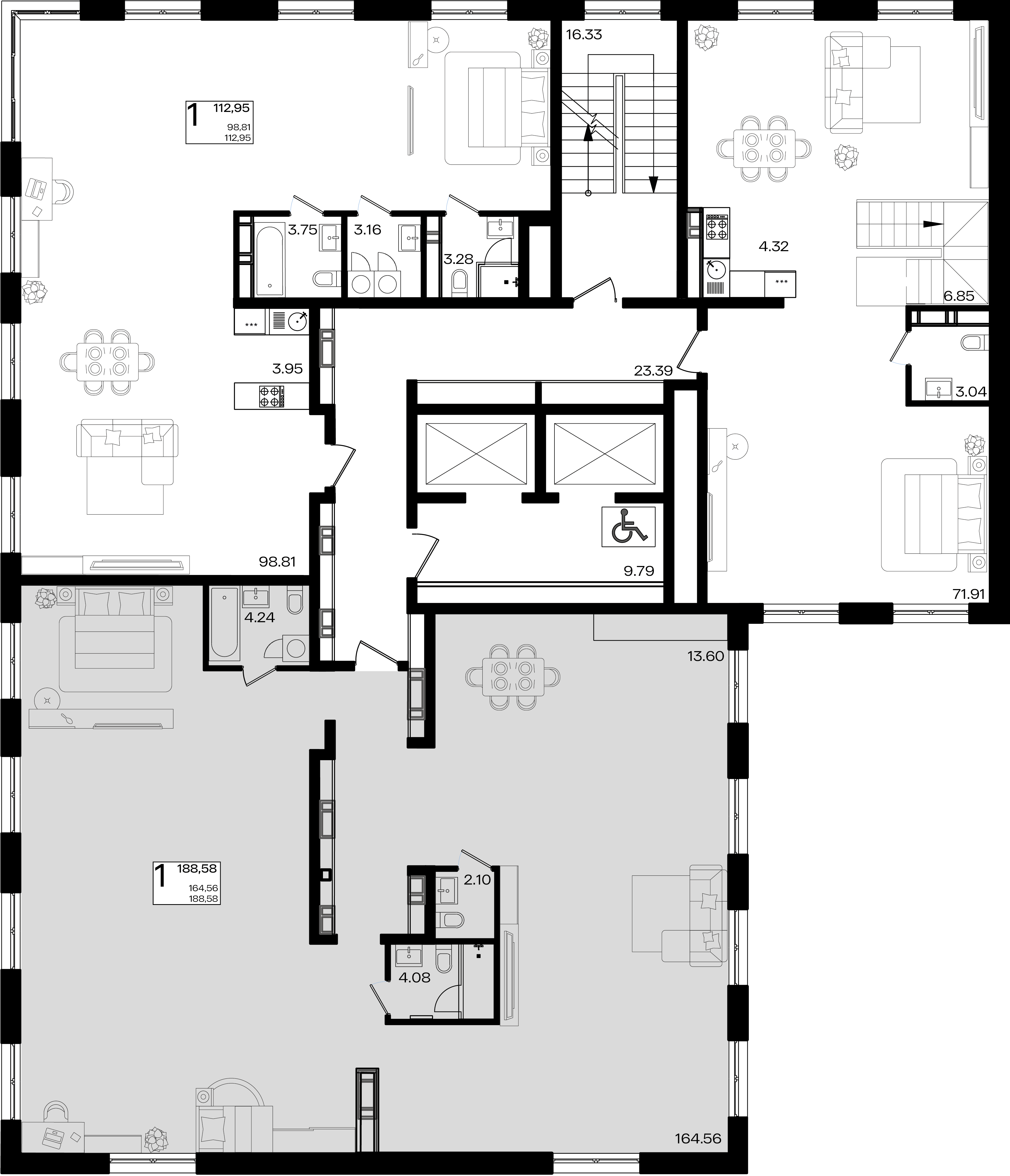 Пентхаус №300.1 188,58 м2 от застройщика ГК ТОЧНО фото 3