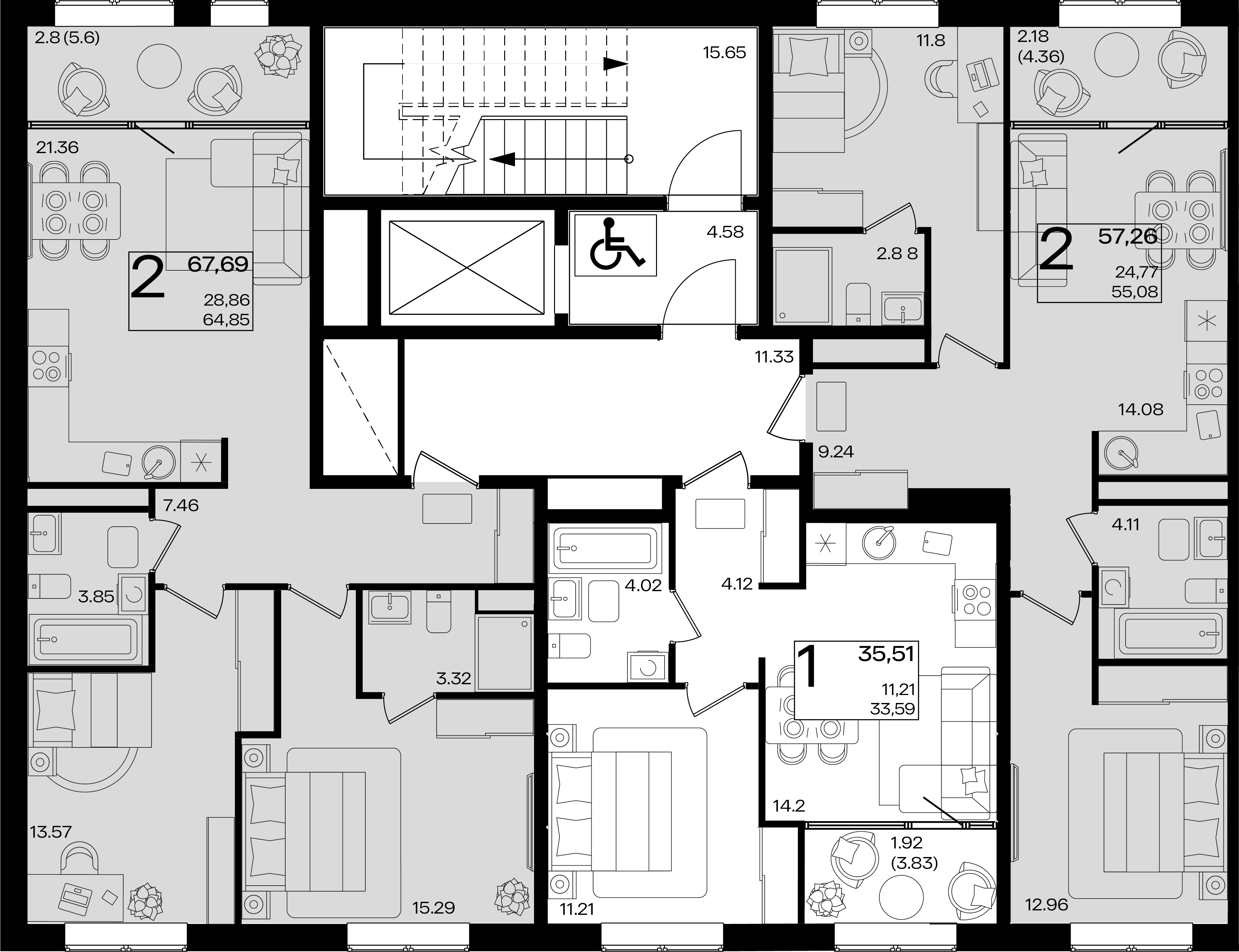 2-комнатная квартира №306 57,26 м2 от застройщика ГК ТОЧНО фото 3