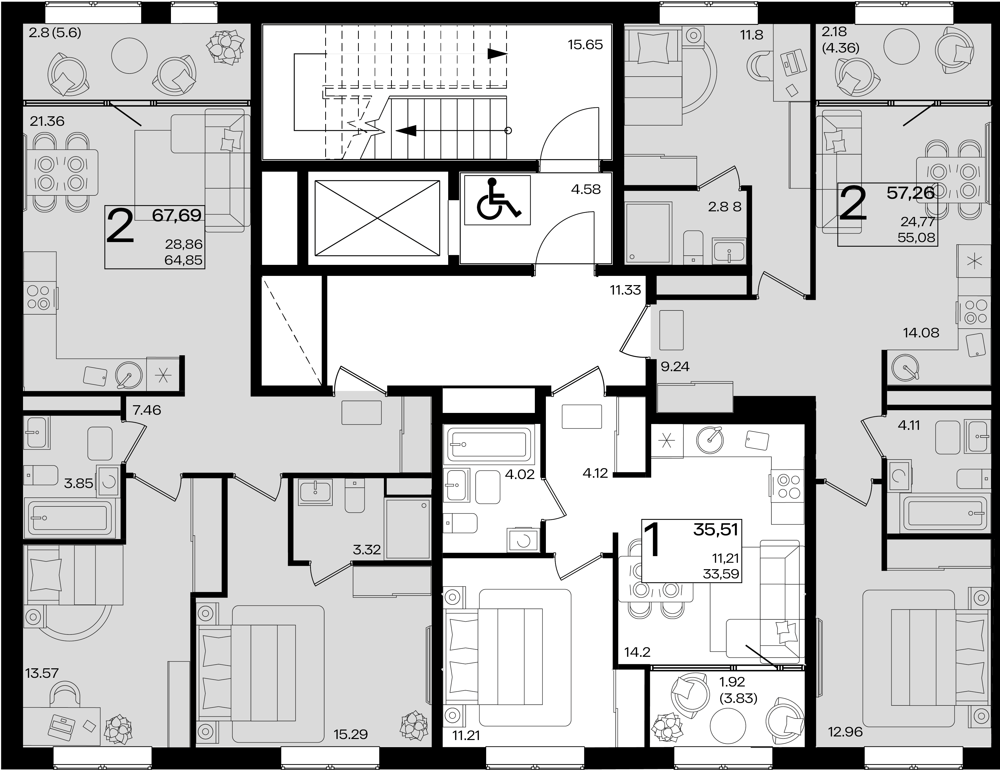 2-комнатная квартира №290 67,69 м2 от застройщика ГК ТОЧНО фото 3