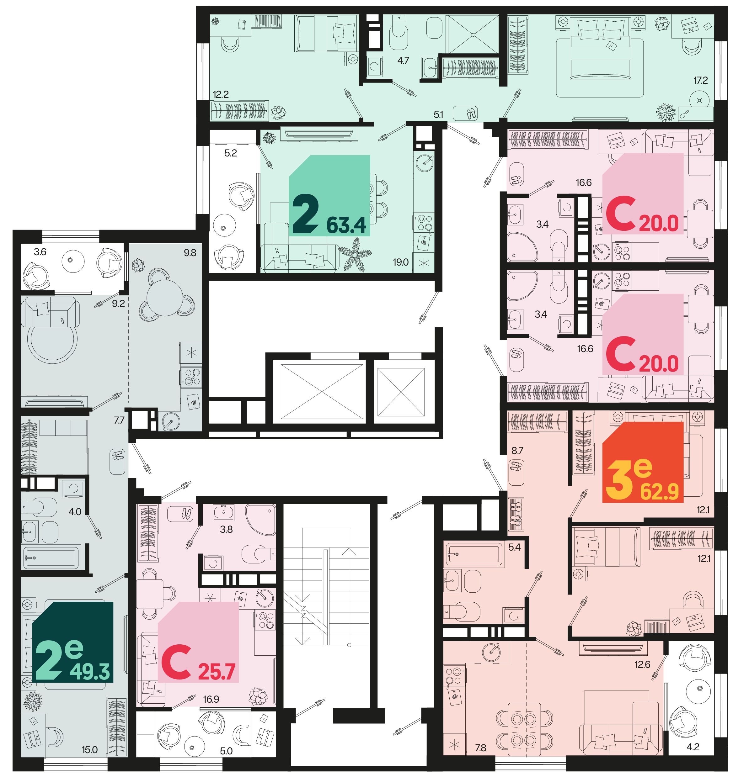 евро 3 к.кв. №163 62,9 м2 от застройщика ГК ТОЧНО фото 5