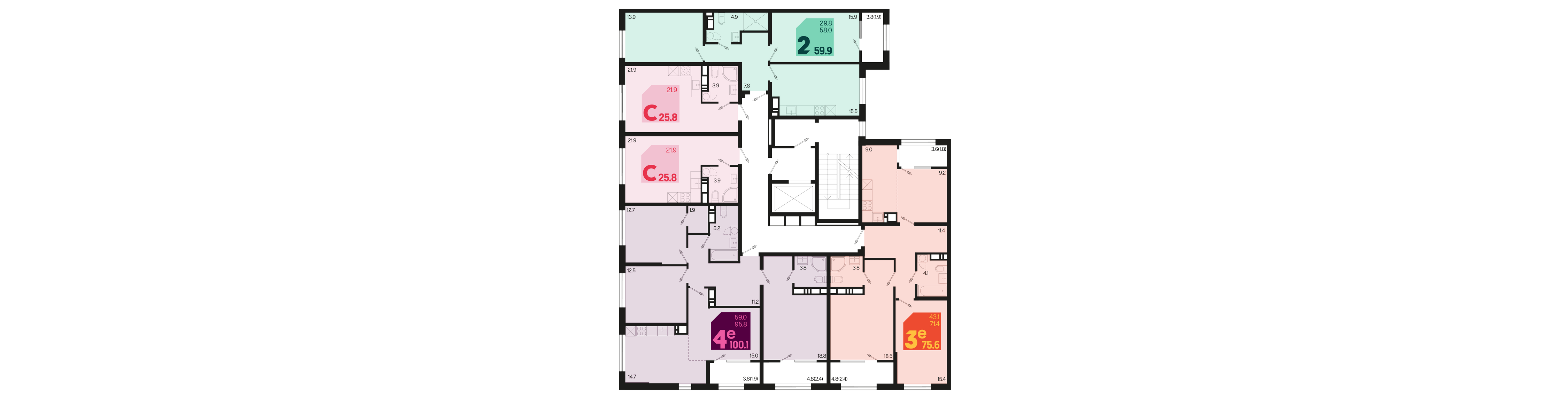 евро 3 к.кв. №393 75,6 м2 от застройщика ГК ТОЧНО фото 5