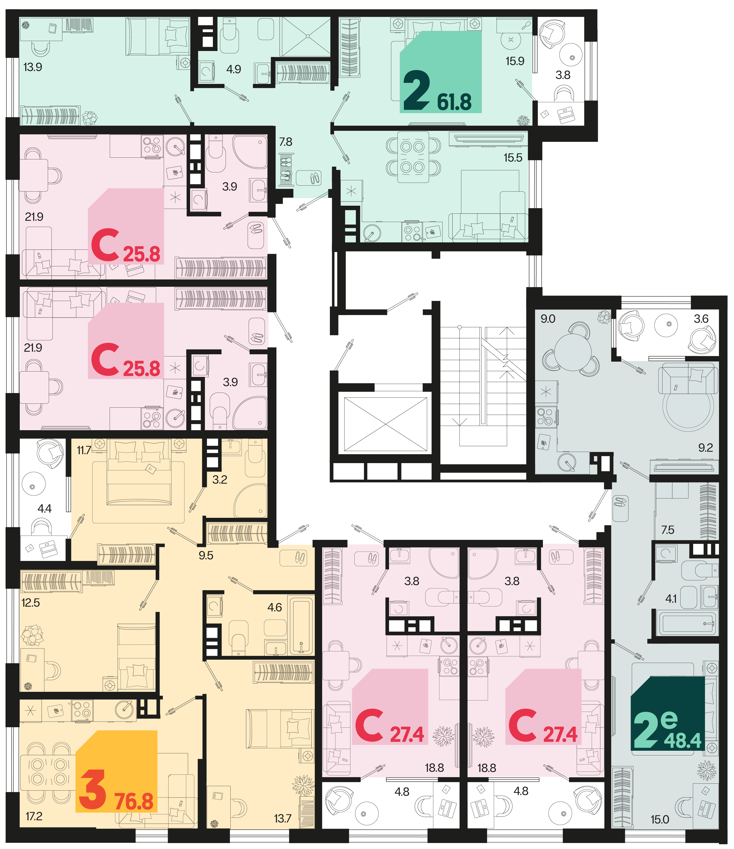 евро 2 к.кв. №358 48,4 м2 от застройщика ГК ТОЧНО фото 5