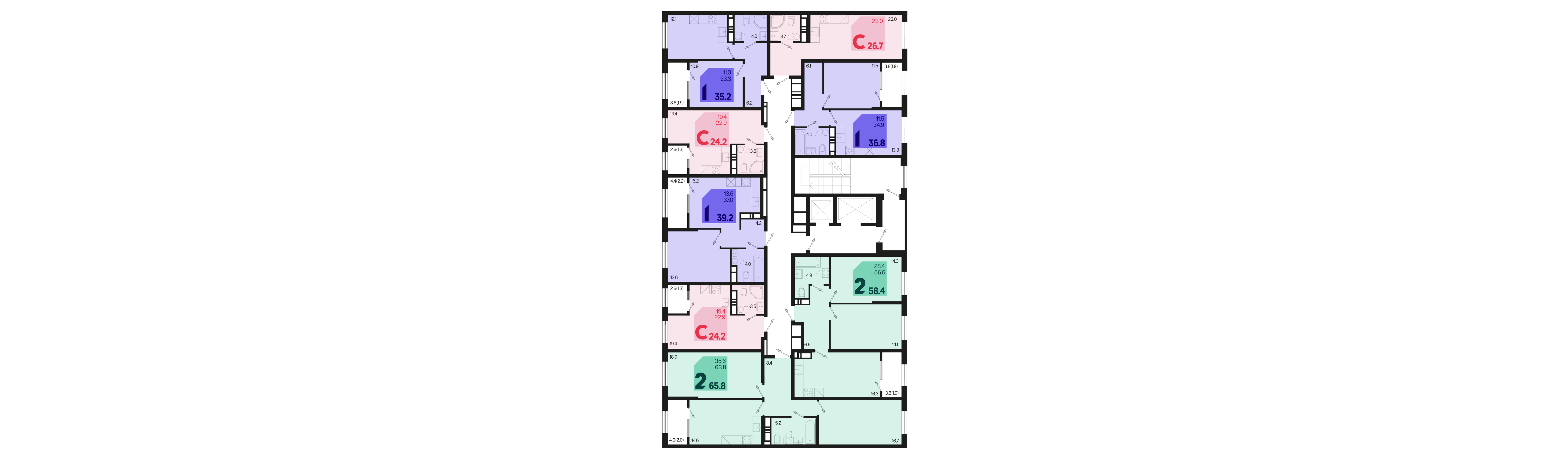 1-комнатная квартира №461 36,8 м2 от застройщика ГК ТОЧНО фото 5