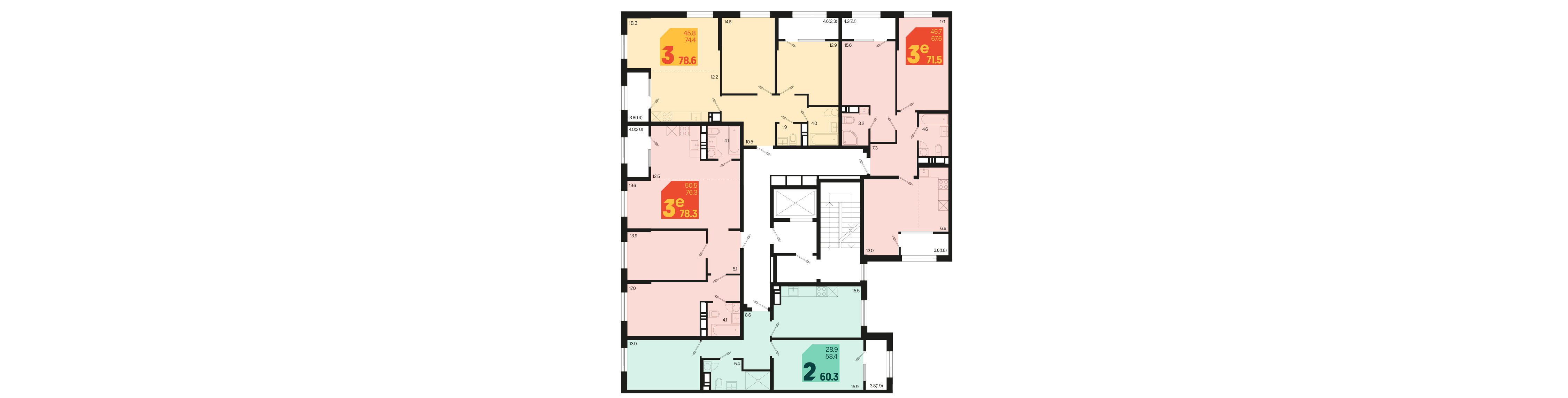 евро 3 к.кв. №702 78,3 м2 от застройщика ГК ТОЧНО фото 5