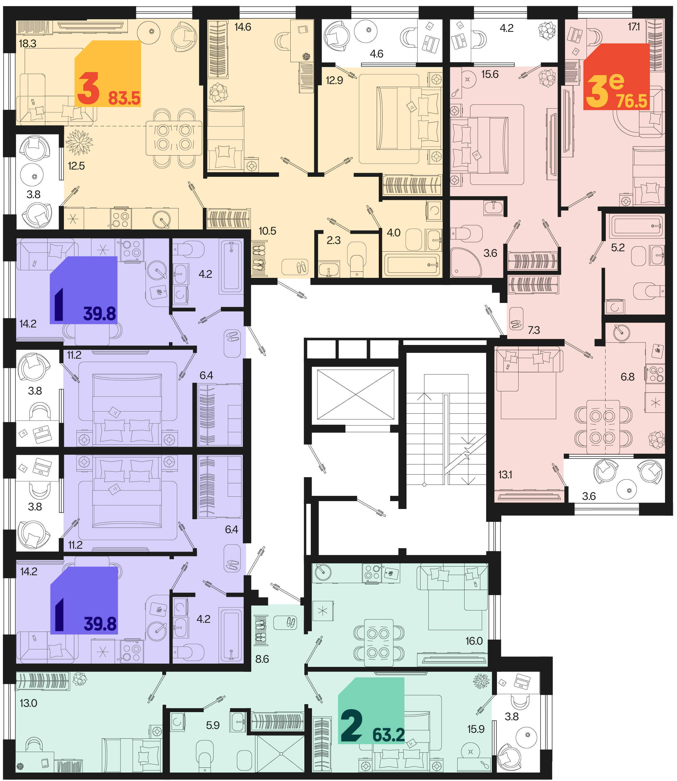 3-комнатная квартира №669 83,5 м2 от застройщика ГК ТОЧНО фото 5