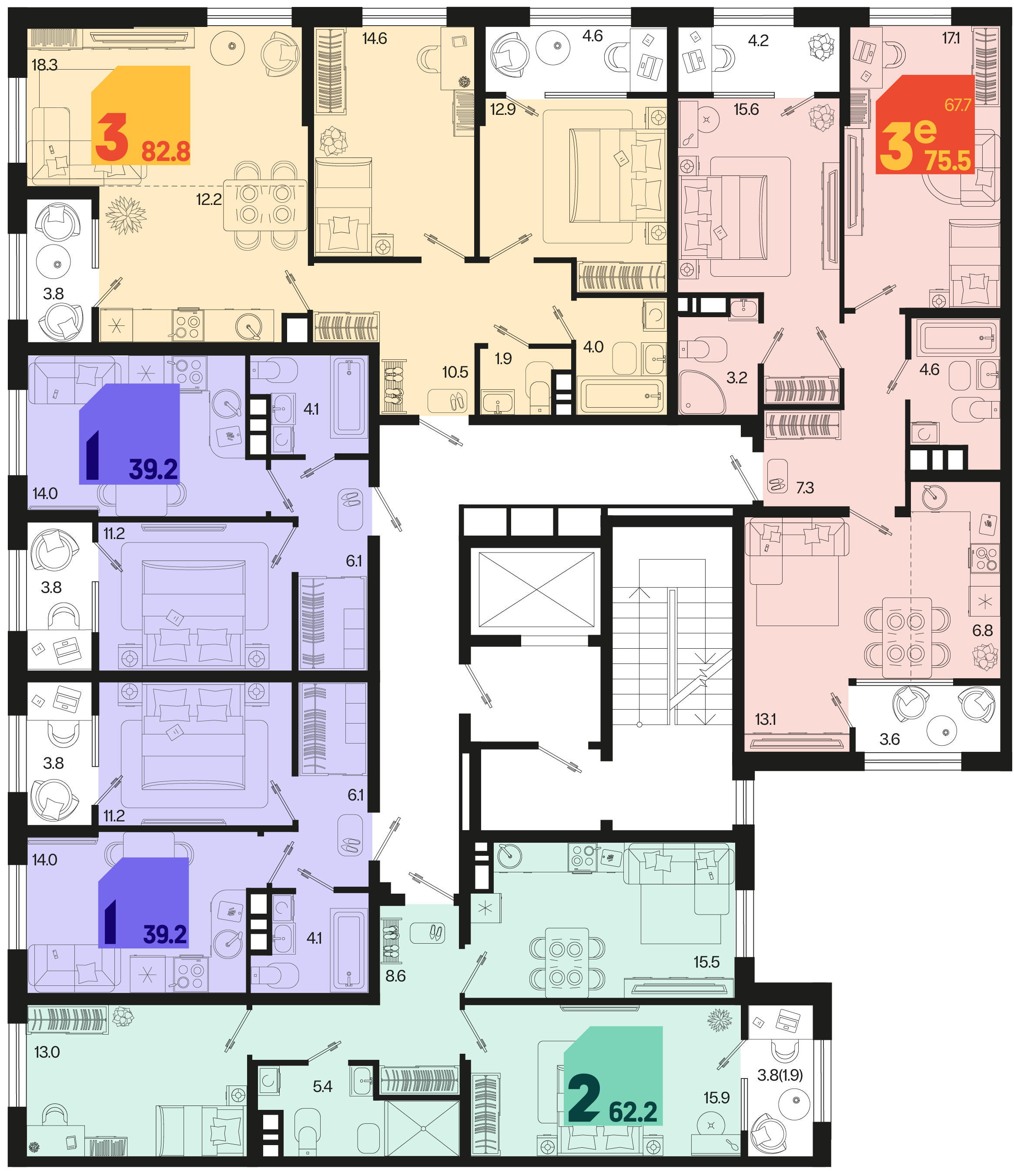 1-комнатная квартира №682 39,2 м2 от застройщика ГК ТОЧНО фото 5