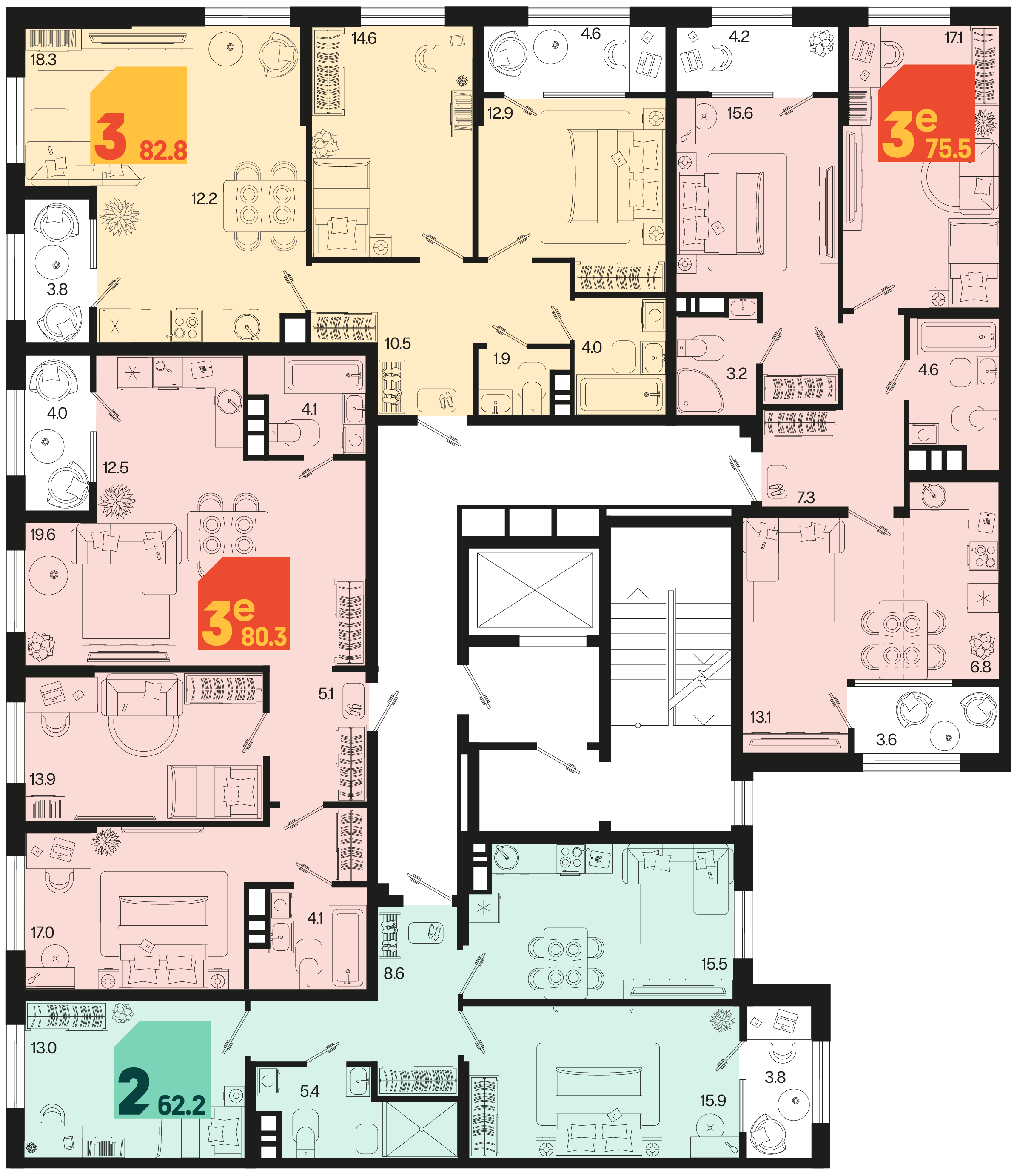 евро 3 к.кв. №704 75,4 м2 от застройщика ГК ТОЧНО фото 5