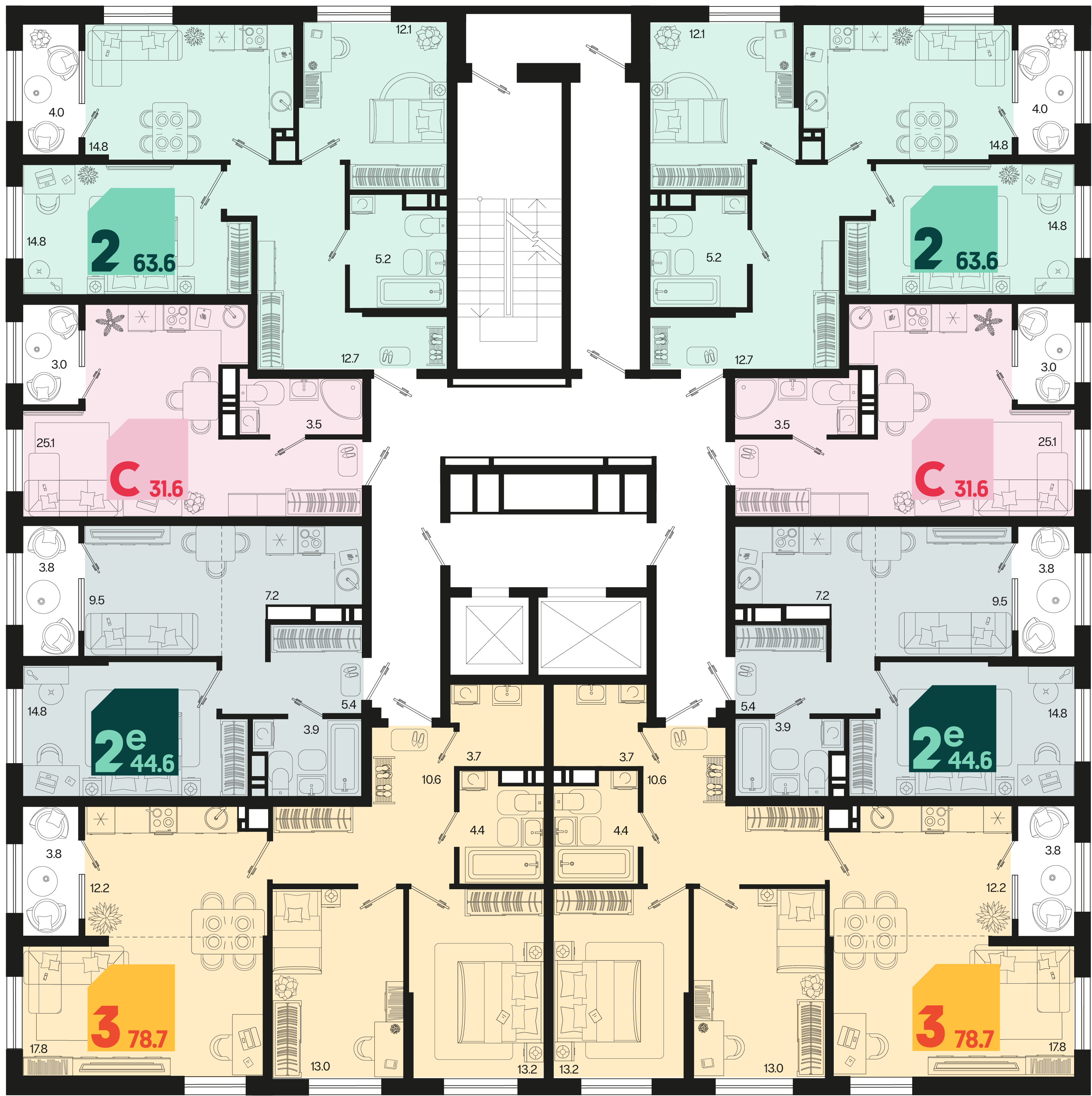 3-комнатная квартира №84 78,7 м2 от застройщика ГК ТОЧНО фото 5
