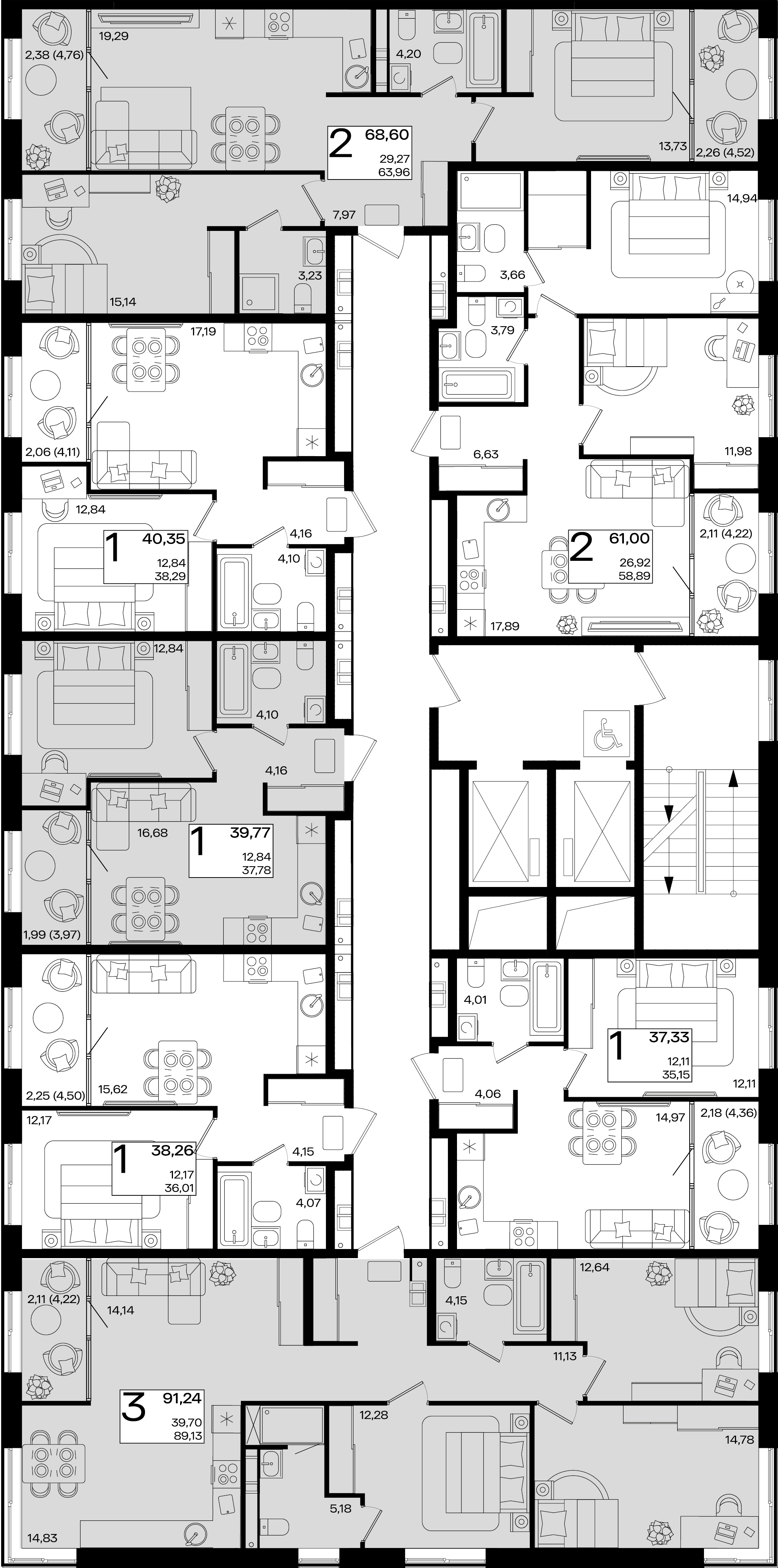 2-комнатная квартира №28 61 м2 от застройщика ГК ТОЧНО фото 3