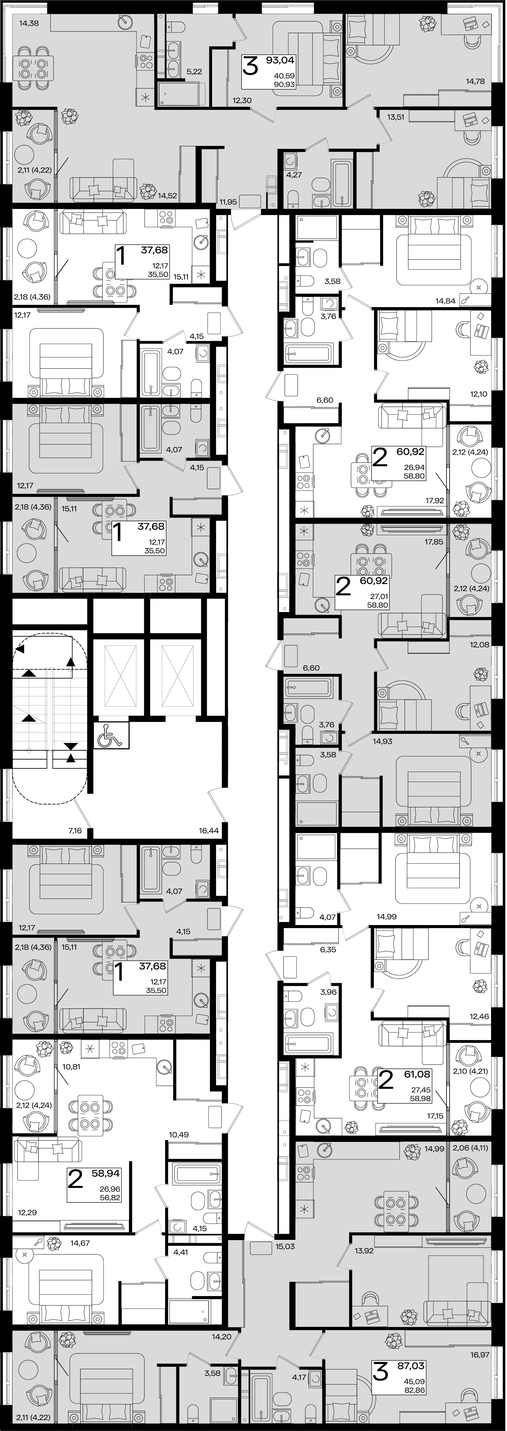 2-комнатная квартира №127 58,94 м2 от застройщика ГК ТОЧНО фото 3