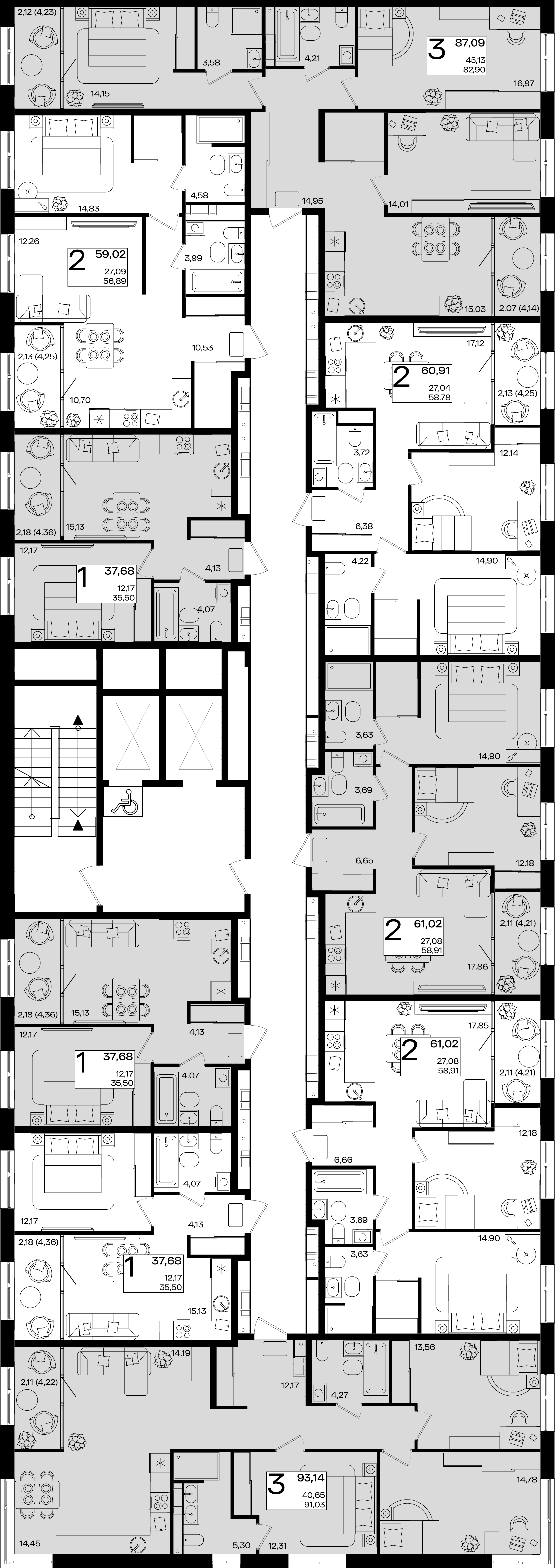 2-комнатная квартира №249.1 60,91 м2 от застройщика ГК ТОЧНО фото 3