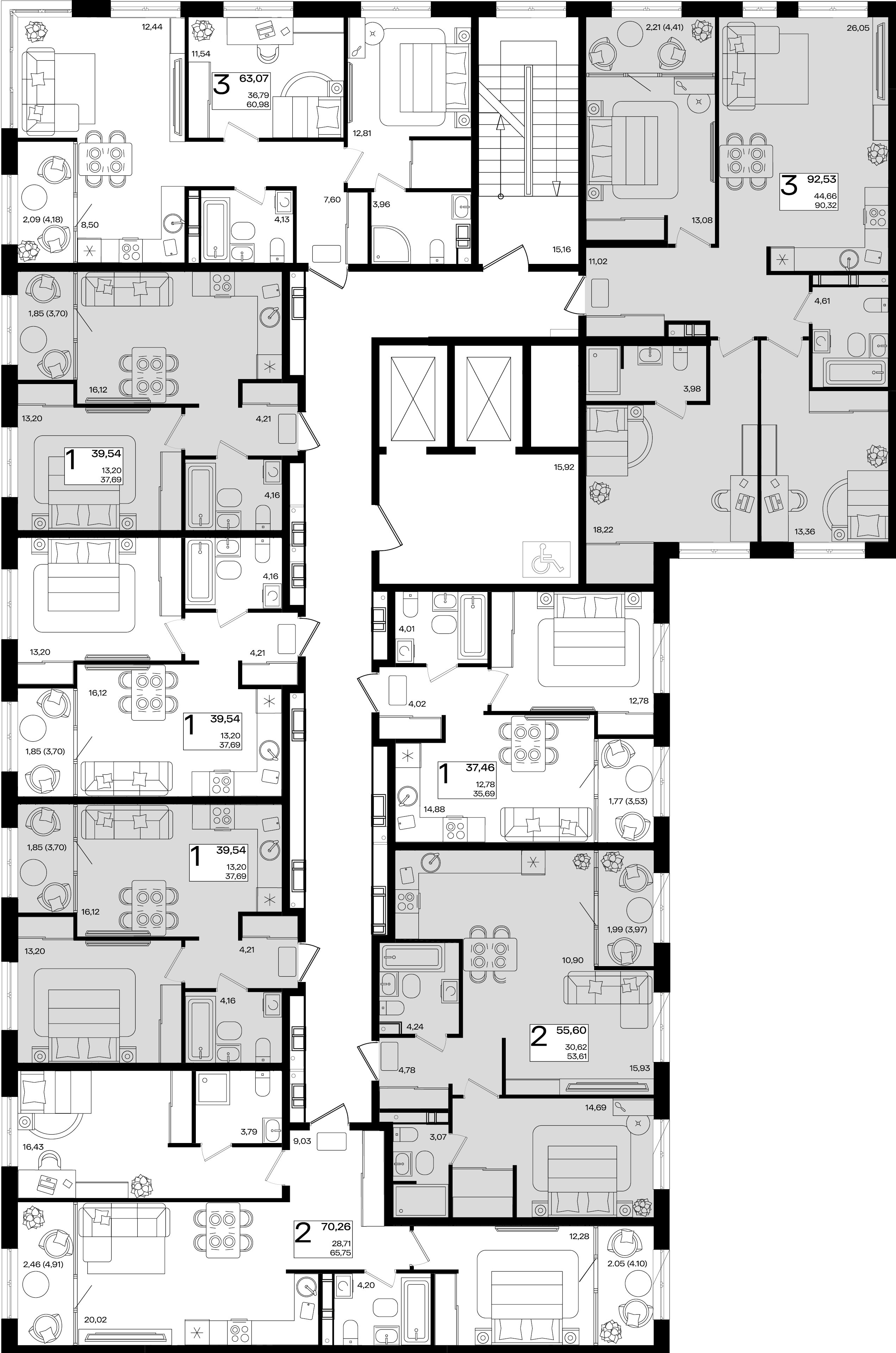 2-комнатная квартира №702.1 70,26 м2 от застройщика ГК ТОЧНО фото 3