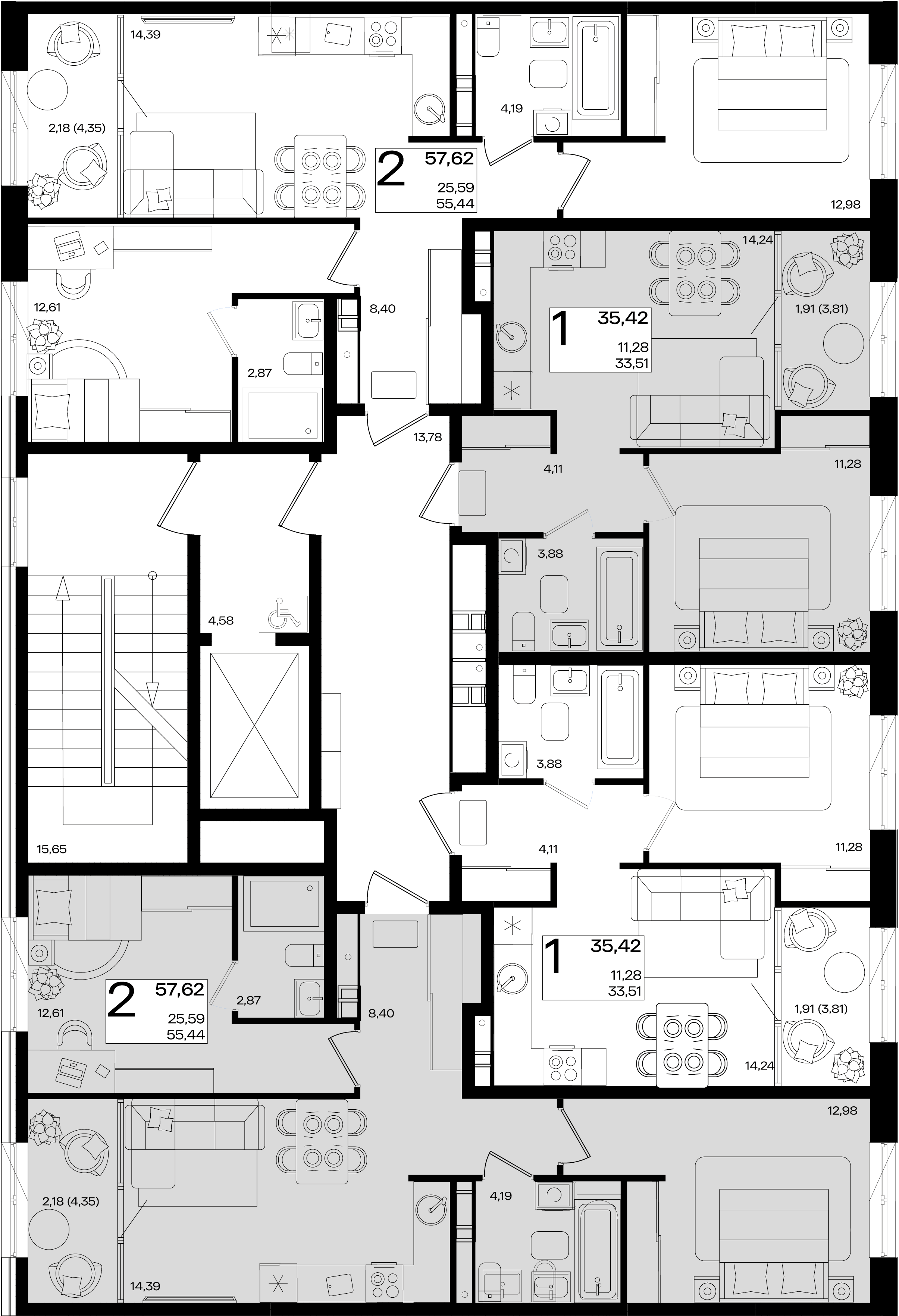 2-комнатная квартира №655 57,62 м2 от застройщика ГК ТОЧНО фото 3