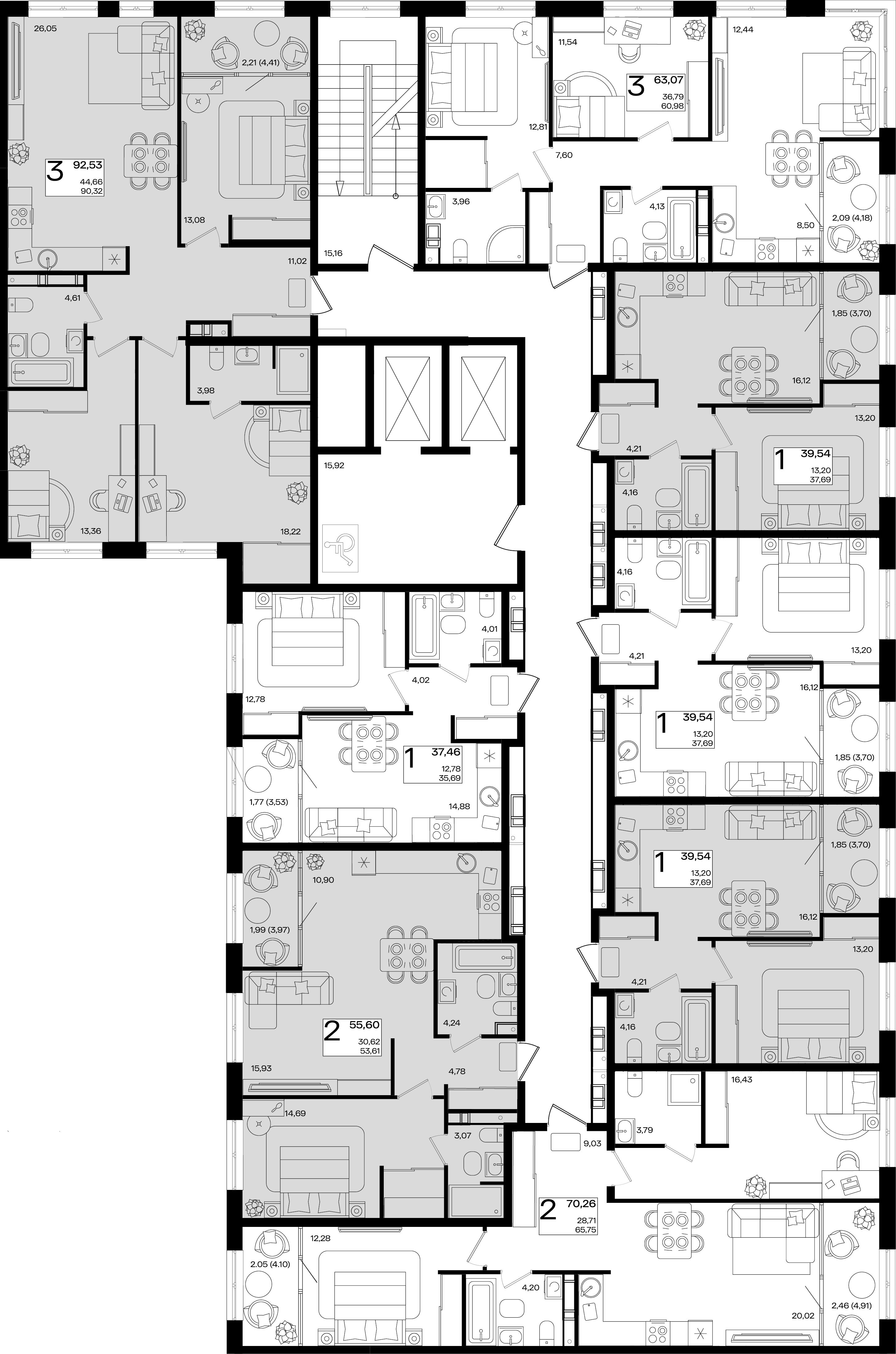 1-комнатная квартира №737 37,46 м2 от застройщика ГК ТОЧНО фото 3