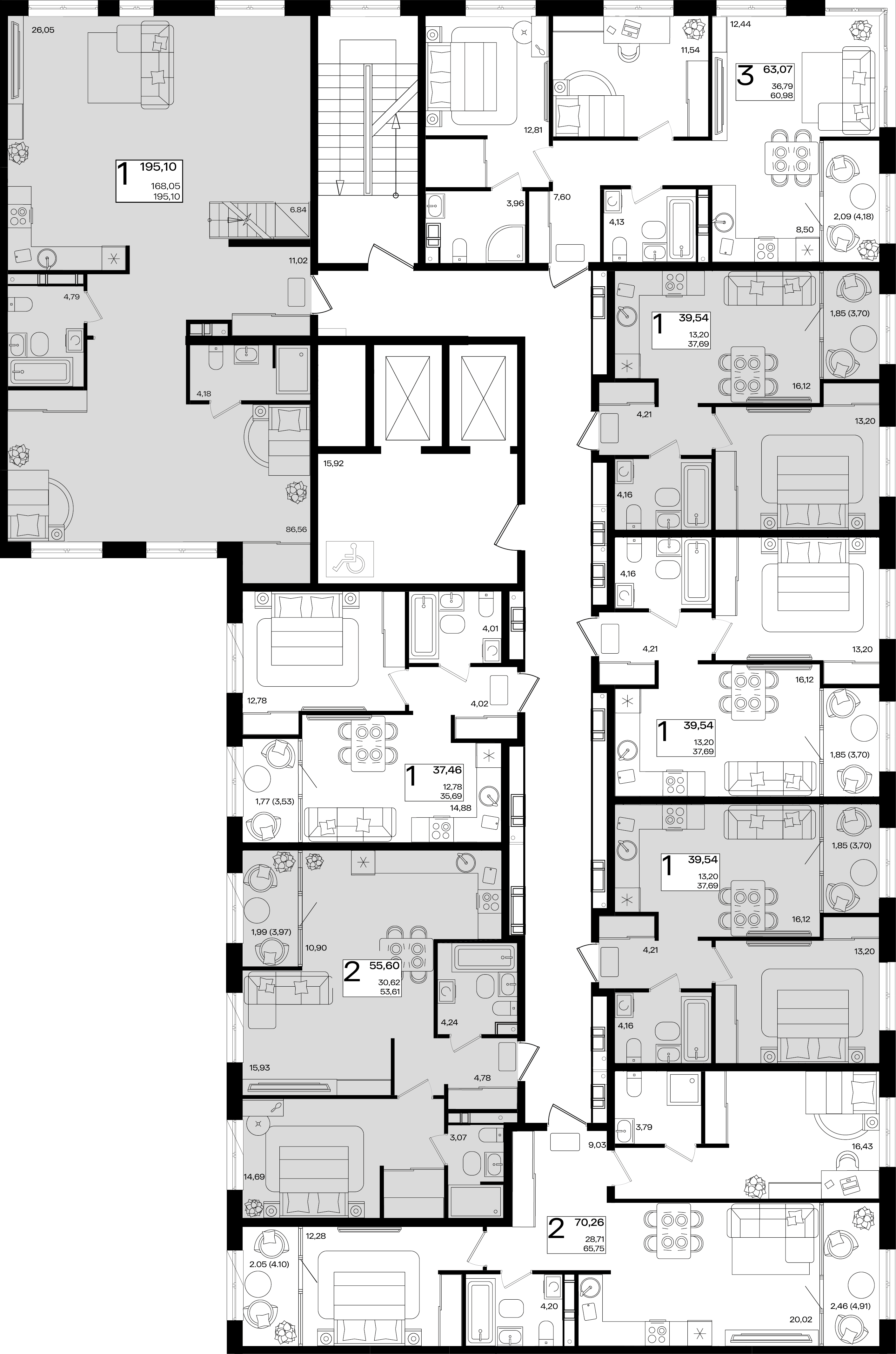 2-комнатная квартира №807 70,26 м2 от застройщика ГК ТОЧНО фото 3