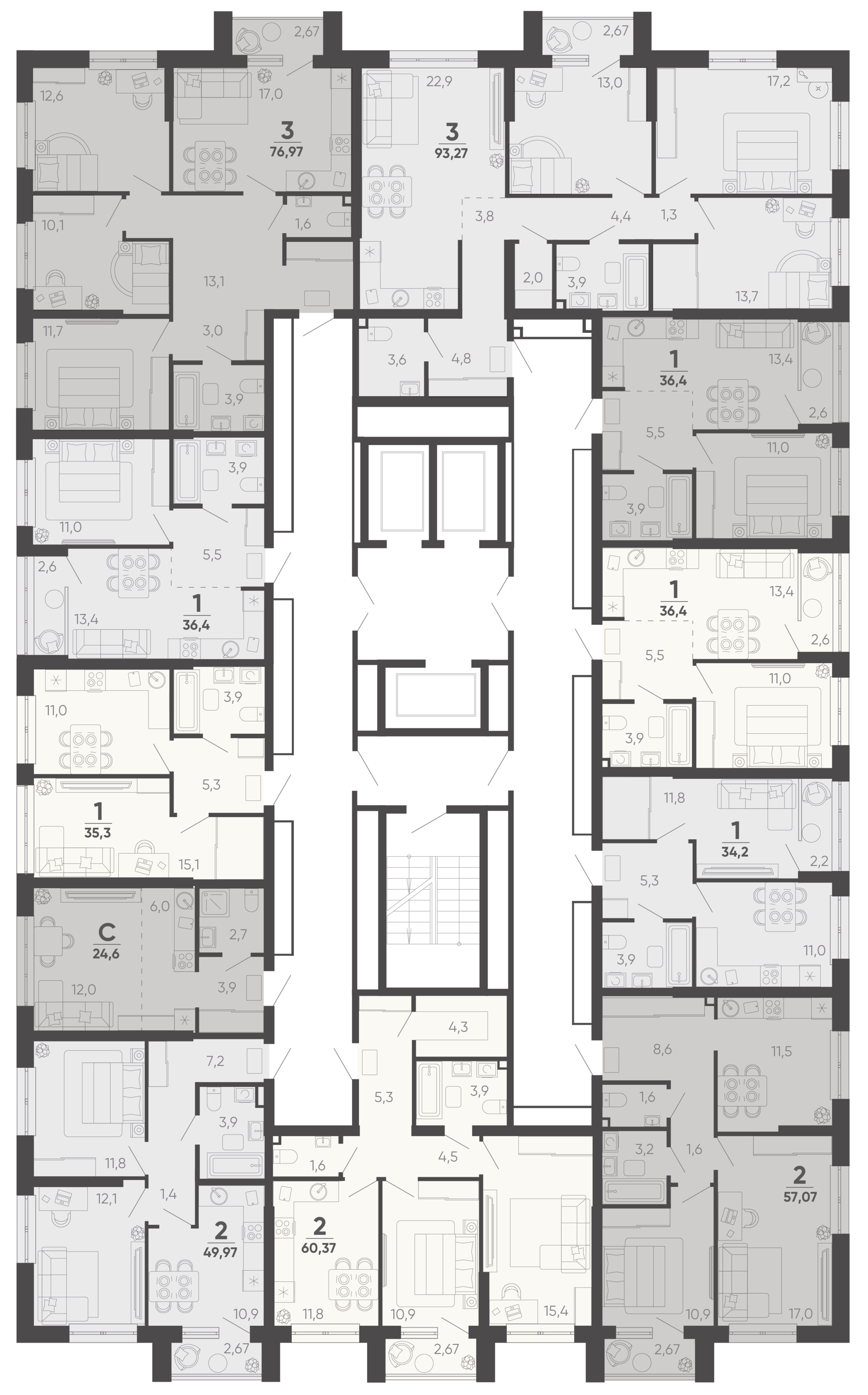 2-комнатная квартира №33 55,2 м2 от застройщика ГК ТОЧНО фото 5
