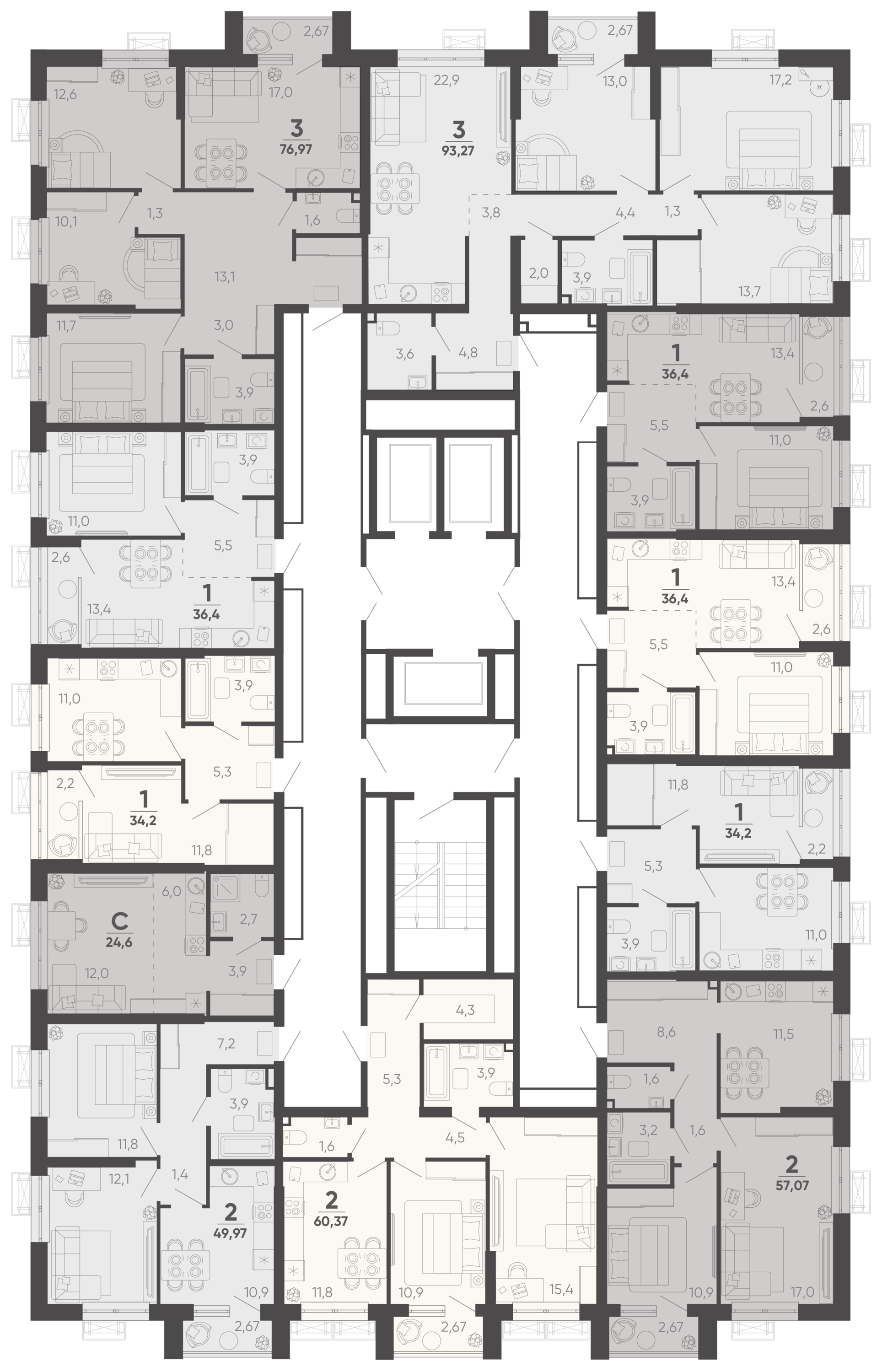 3-комнатная квартира №116 75,1 м2 от застройщика ГК ТОЧНО фото 5