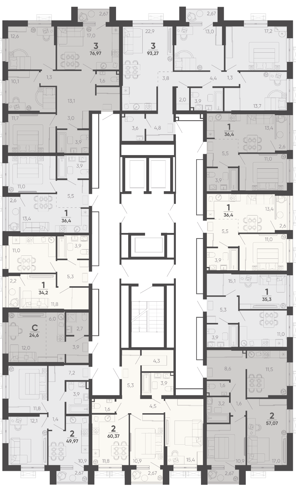 3-комнатная квартира №18 75,1 м2 от застройщика ГК ТОЧНО фото 5