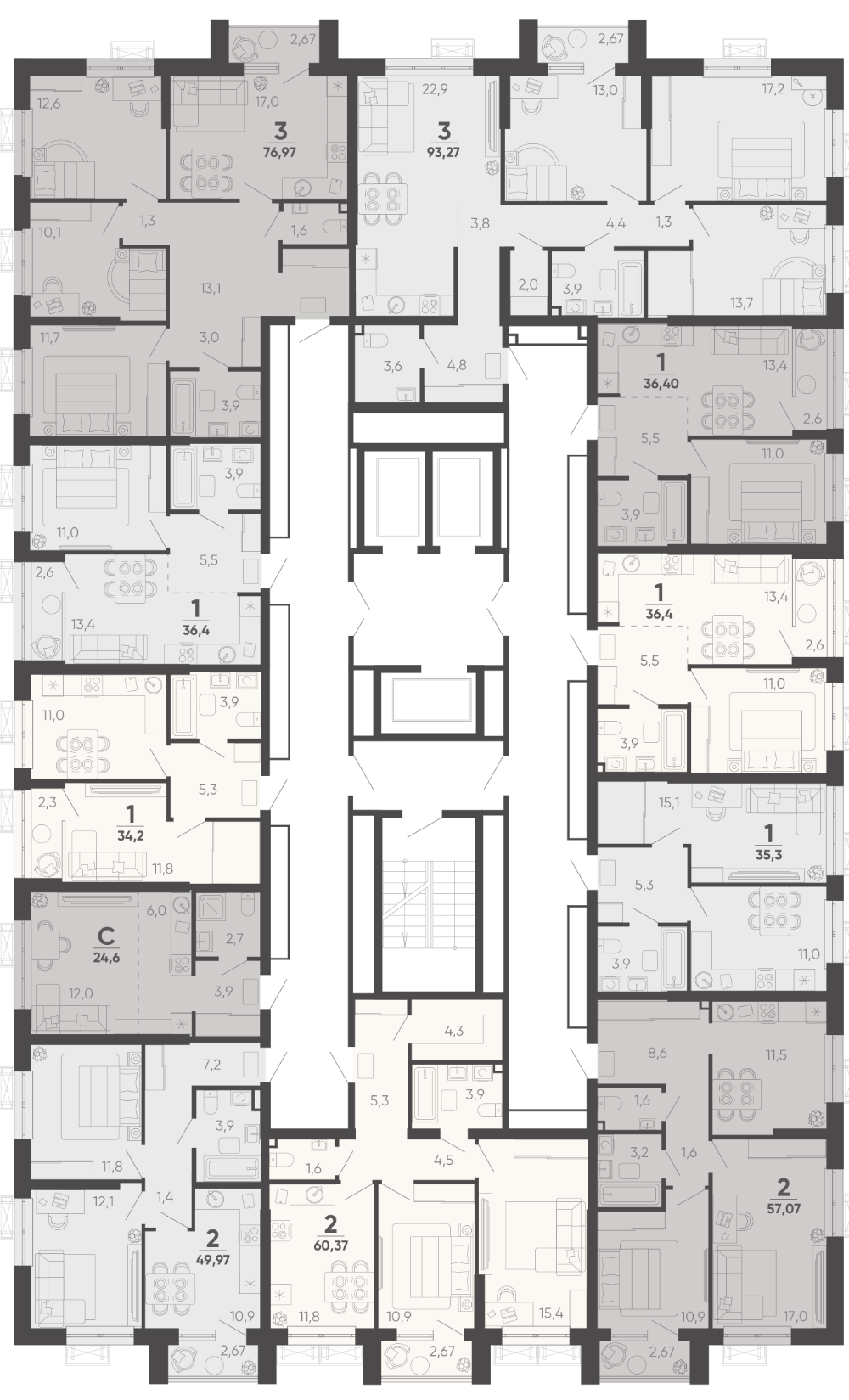 3-комнатная квартира №62 75,1 м2 от застройщика ГК ТОЧНО фото 5