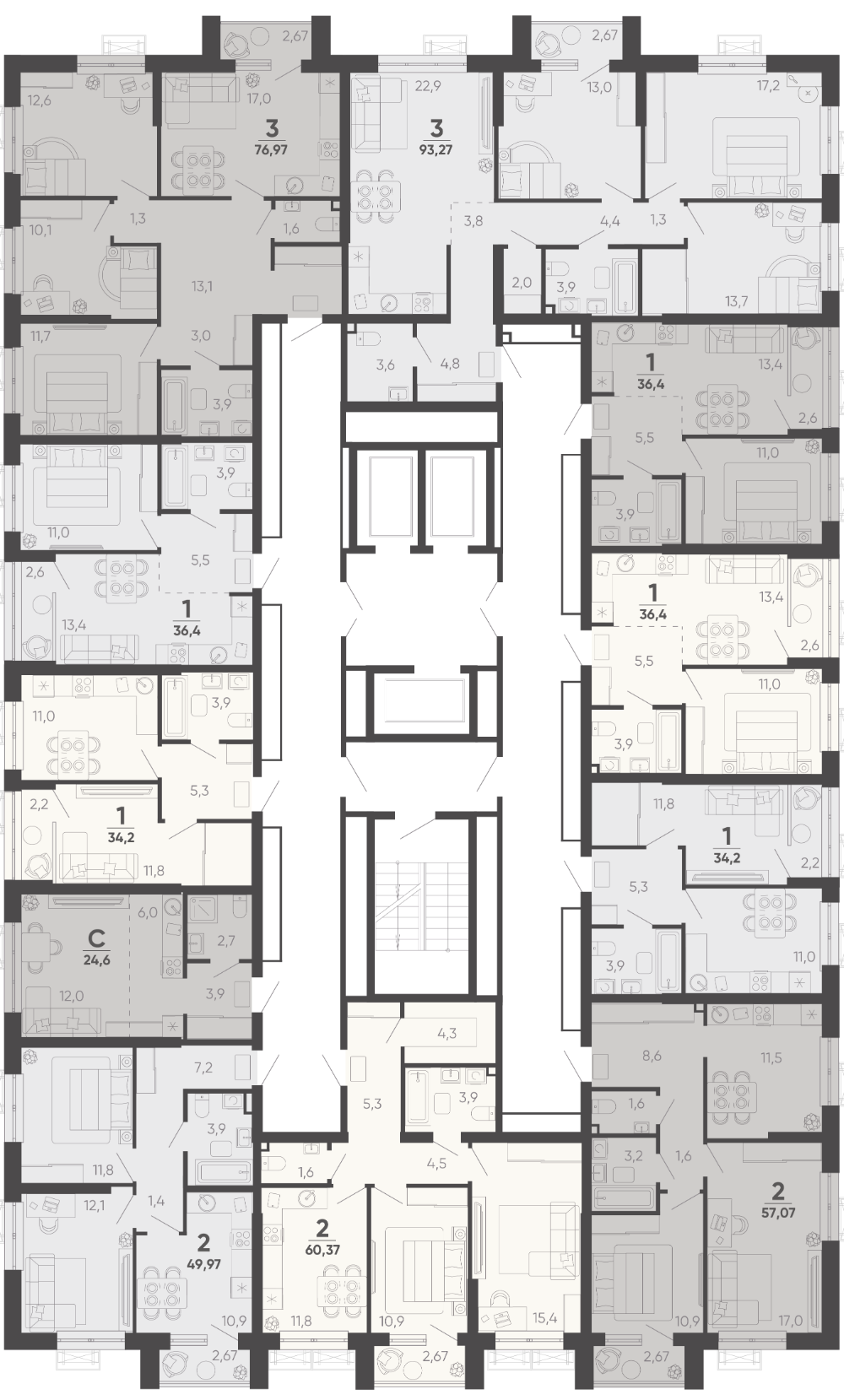 3-комнатная квартира №173 91,4 м2 от застройщика ГК ТОЧНО фото 5