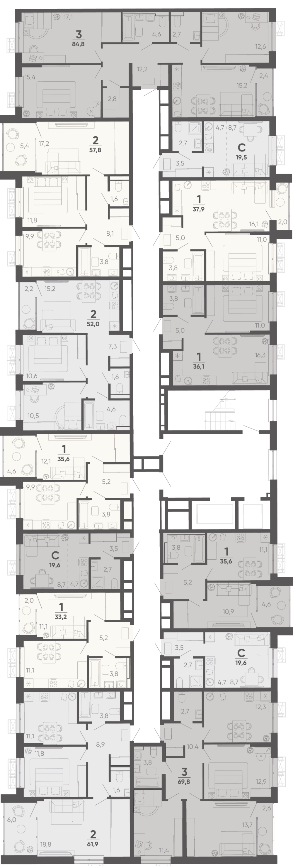 2-комнатная квартира №19 55,1 м2 от застройщика ГК ТОЧНО фото 5