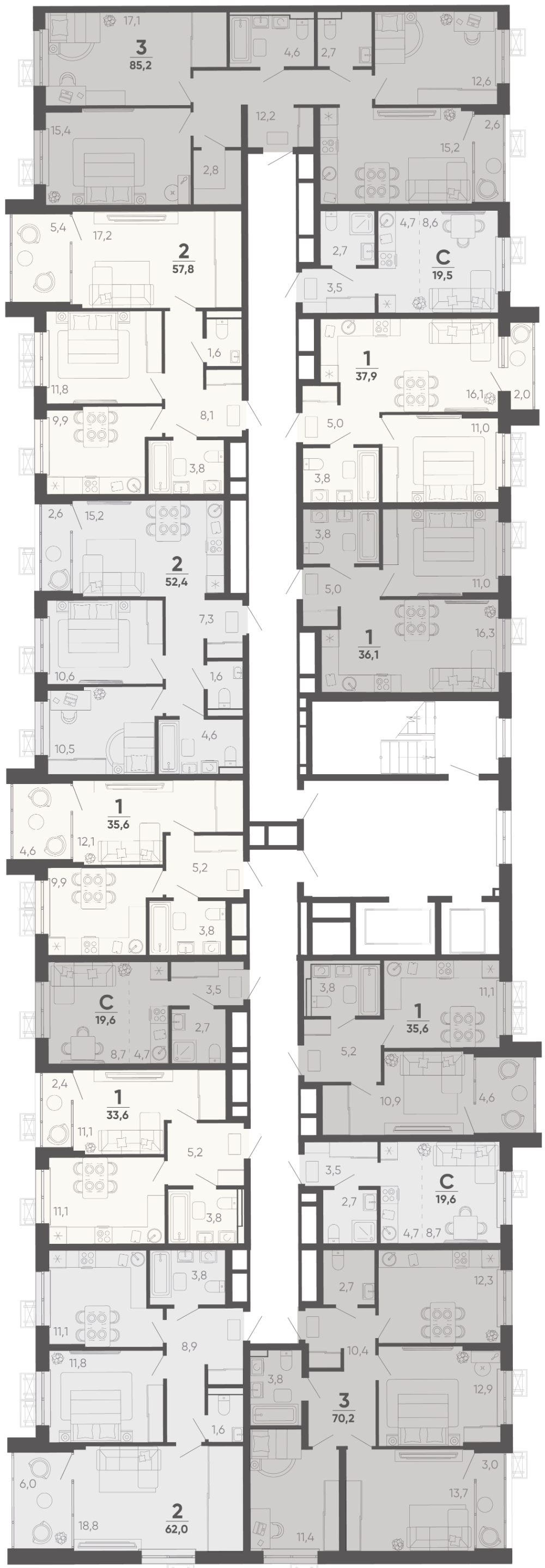 3-комнатная квартира №39 68,7 м2 от застройщика ГК ТОЧНО фото 5