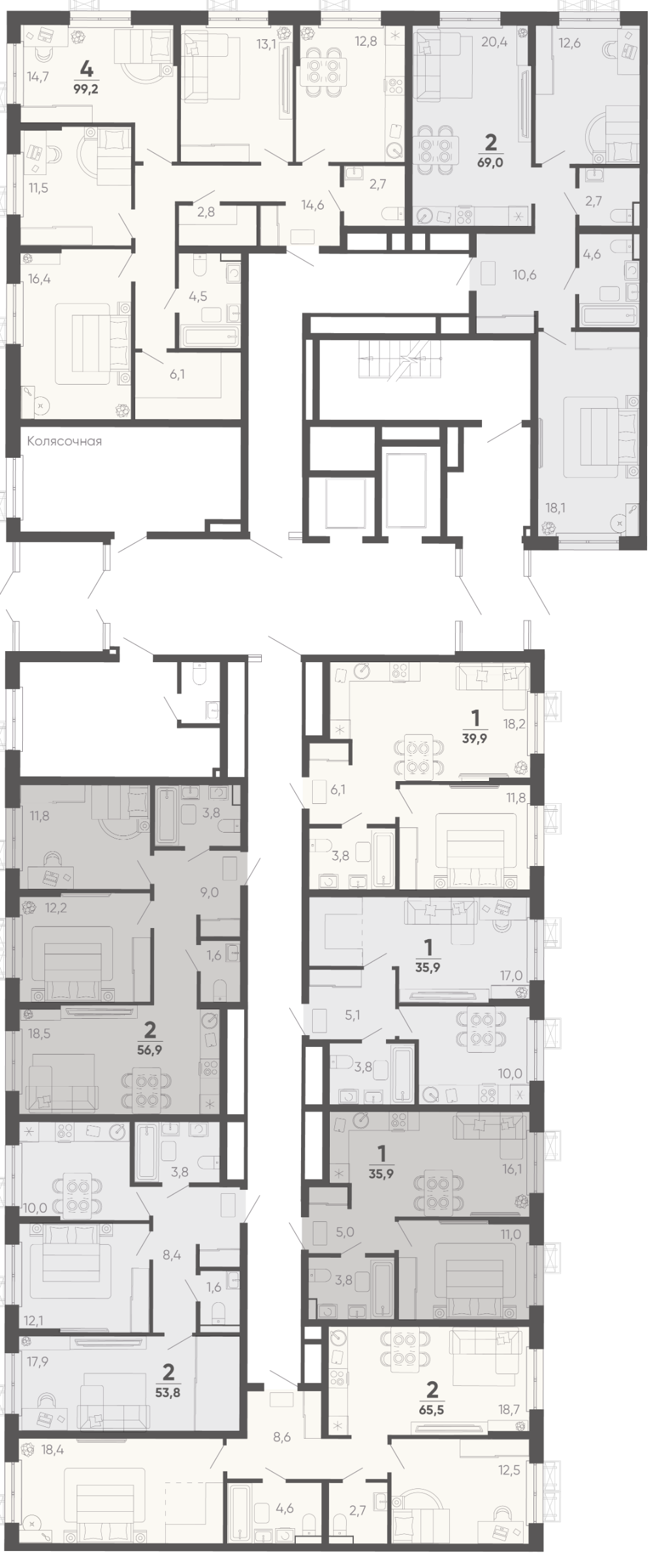 1-комнатная квартира №194 35,9 м2 от застройщика ГК ТОЧНО фото 5
