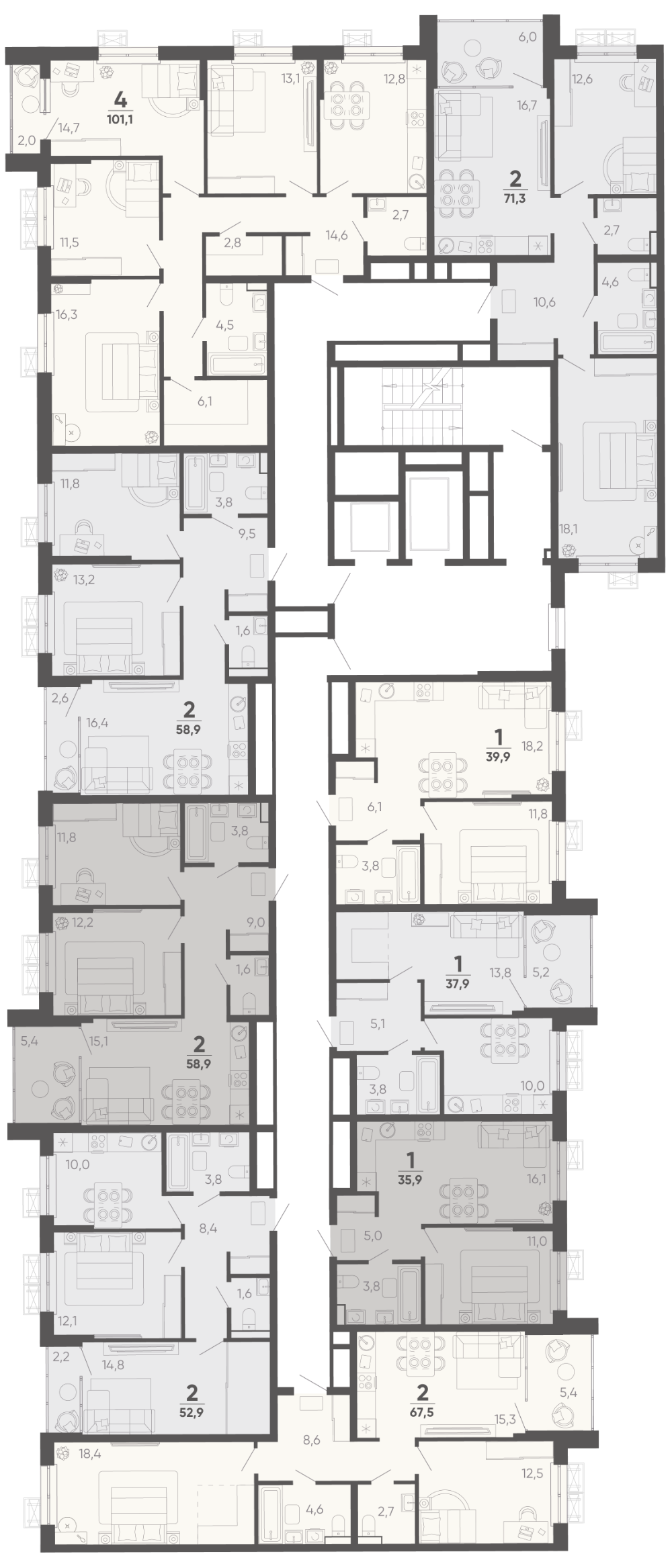 2-комнатная квартира №207 57,6 м2 от застройщика ГК ТОЧНО фото 5