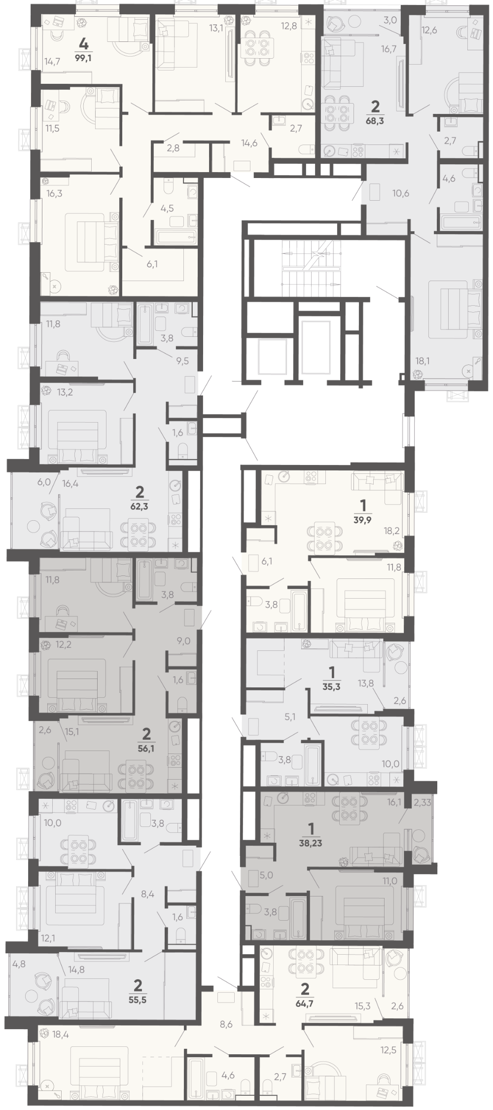 2-комнатная квартира №252 59,3 м2 от застройщика ГК ТОЧНО фото 5