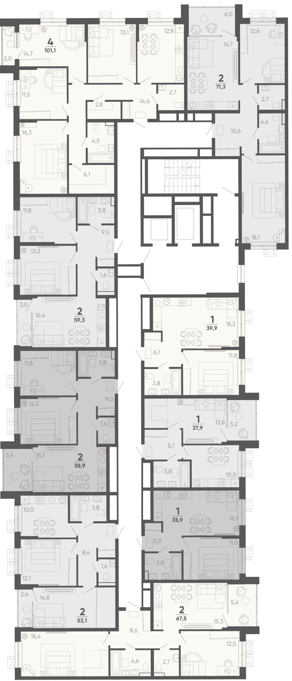 2-комнатная квартира №317 68,3 м2 от застройщика ГК ТОЧНО фото 5