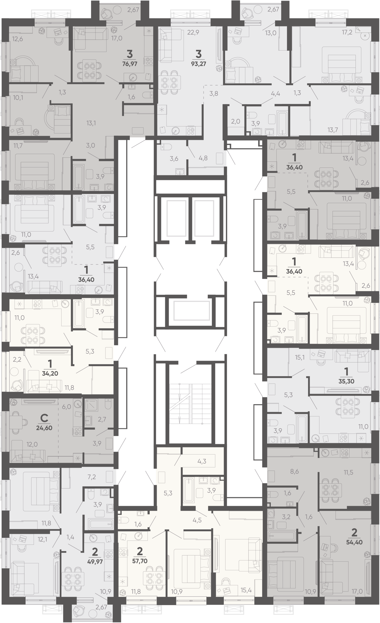 2-комнатная квартира №5 54,4 м2 от застройщика ГК ТОЧНО фото 5