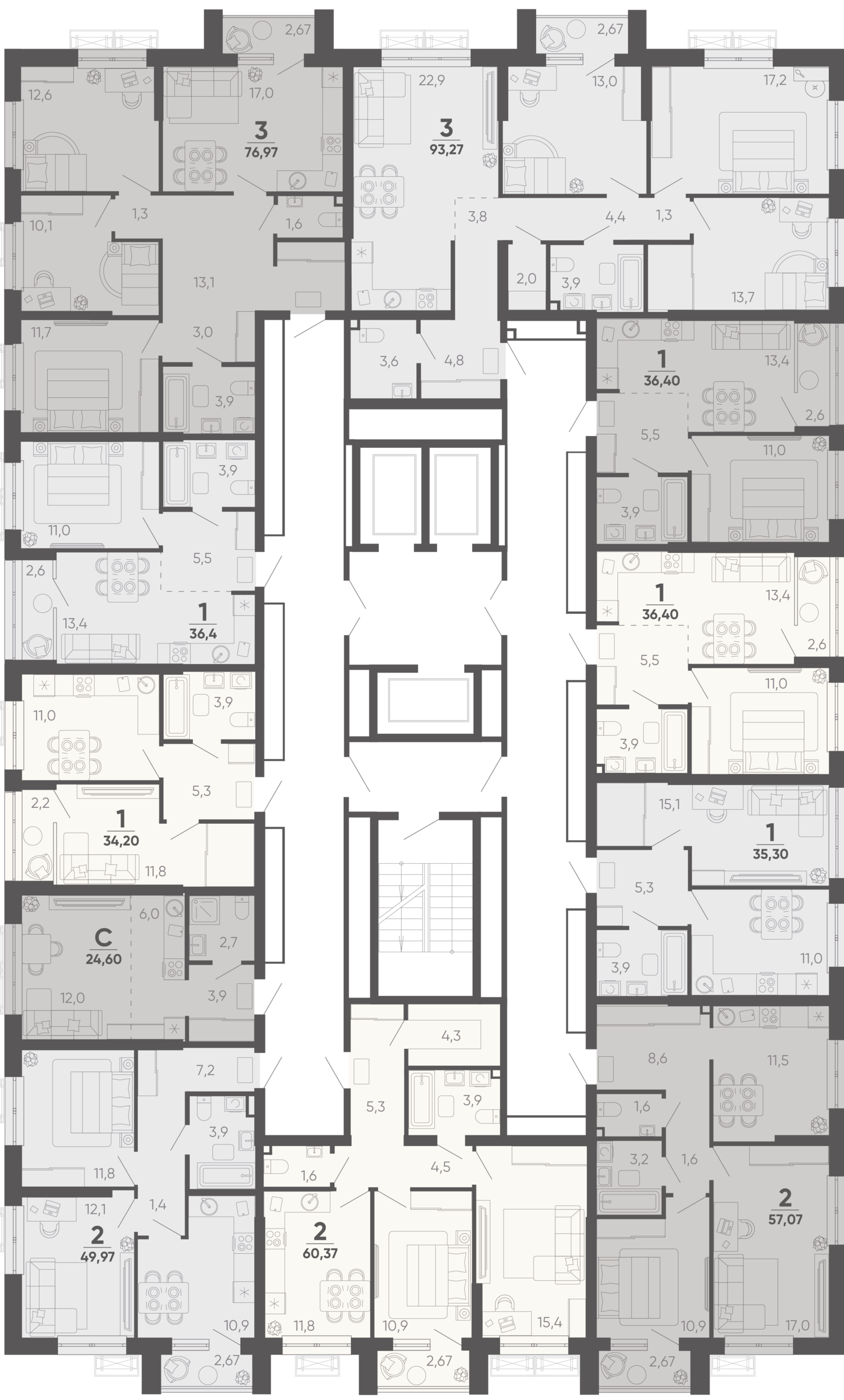 2-комнатная квартира №29 48,1 м2 от застройщика ГК ТОЧНО фото 5
