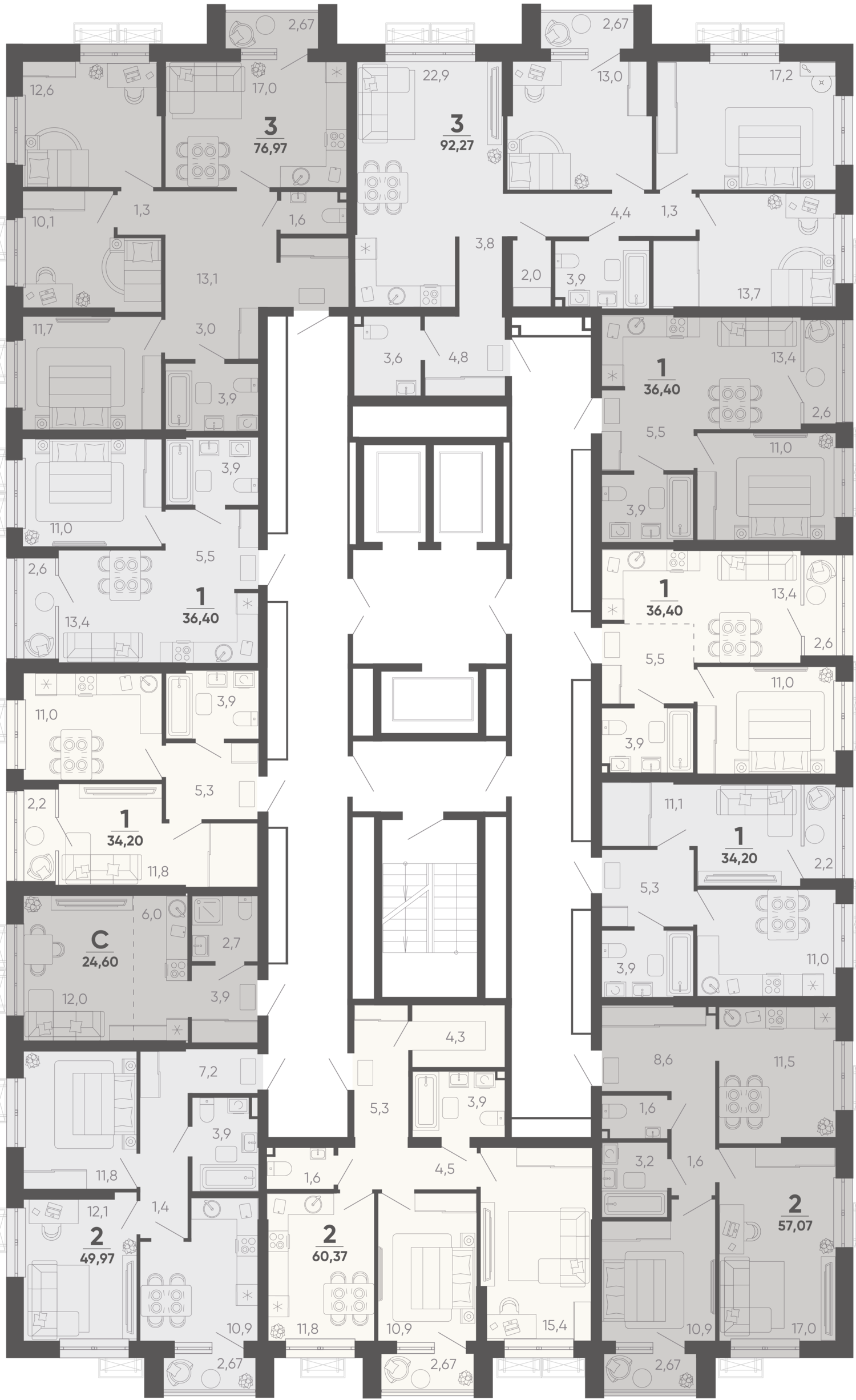 2-комнатная квартира №181 55,2 м2 от застройщика ГК ТОЧНО фото 5