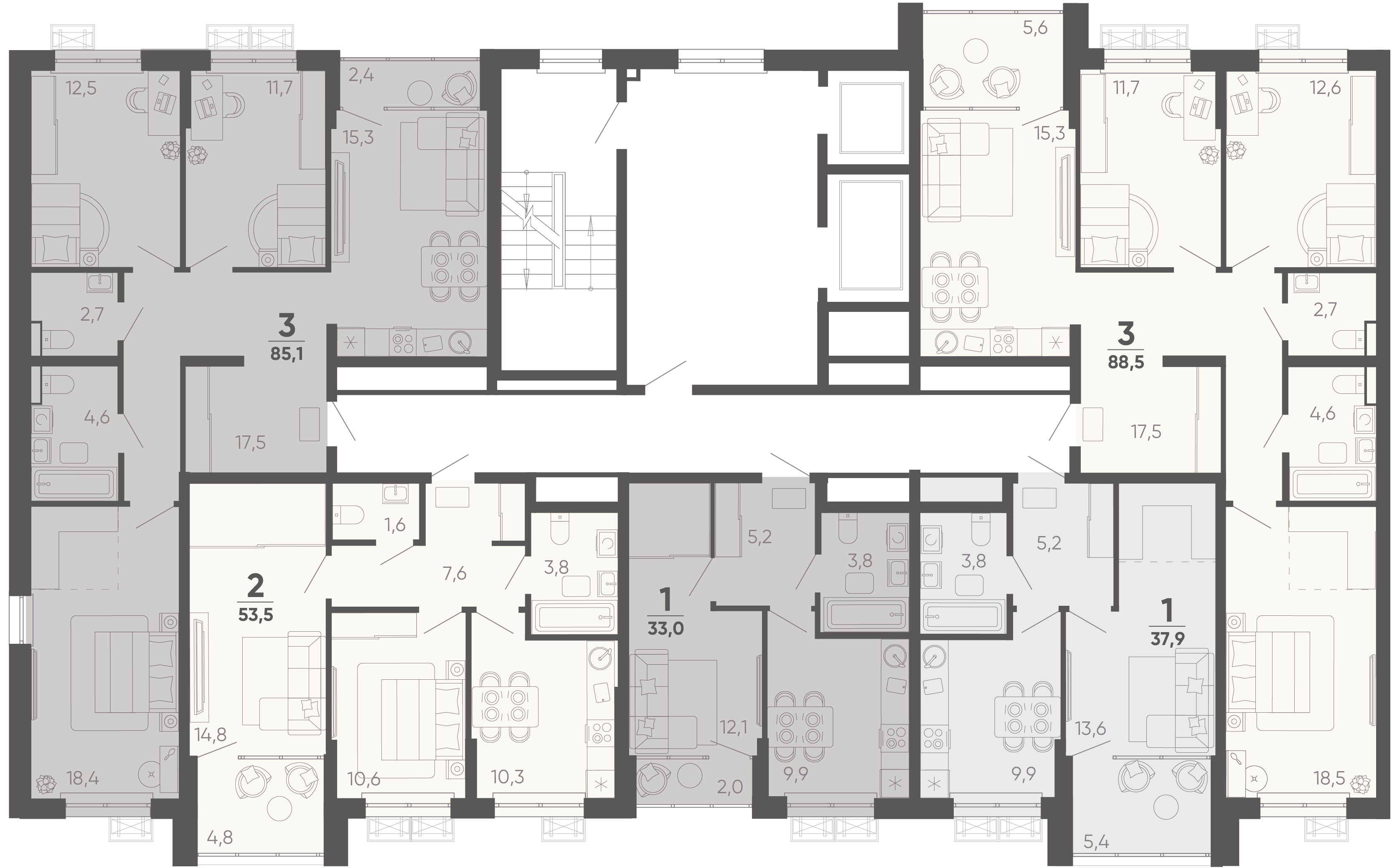 3-комнатная квартира №9 83,9 м2 от застройщика ГК ТОЧНО фото 5