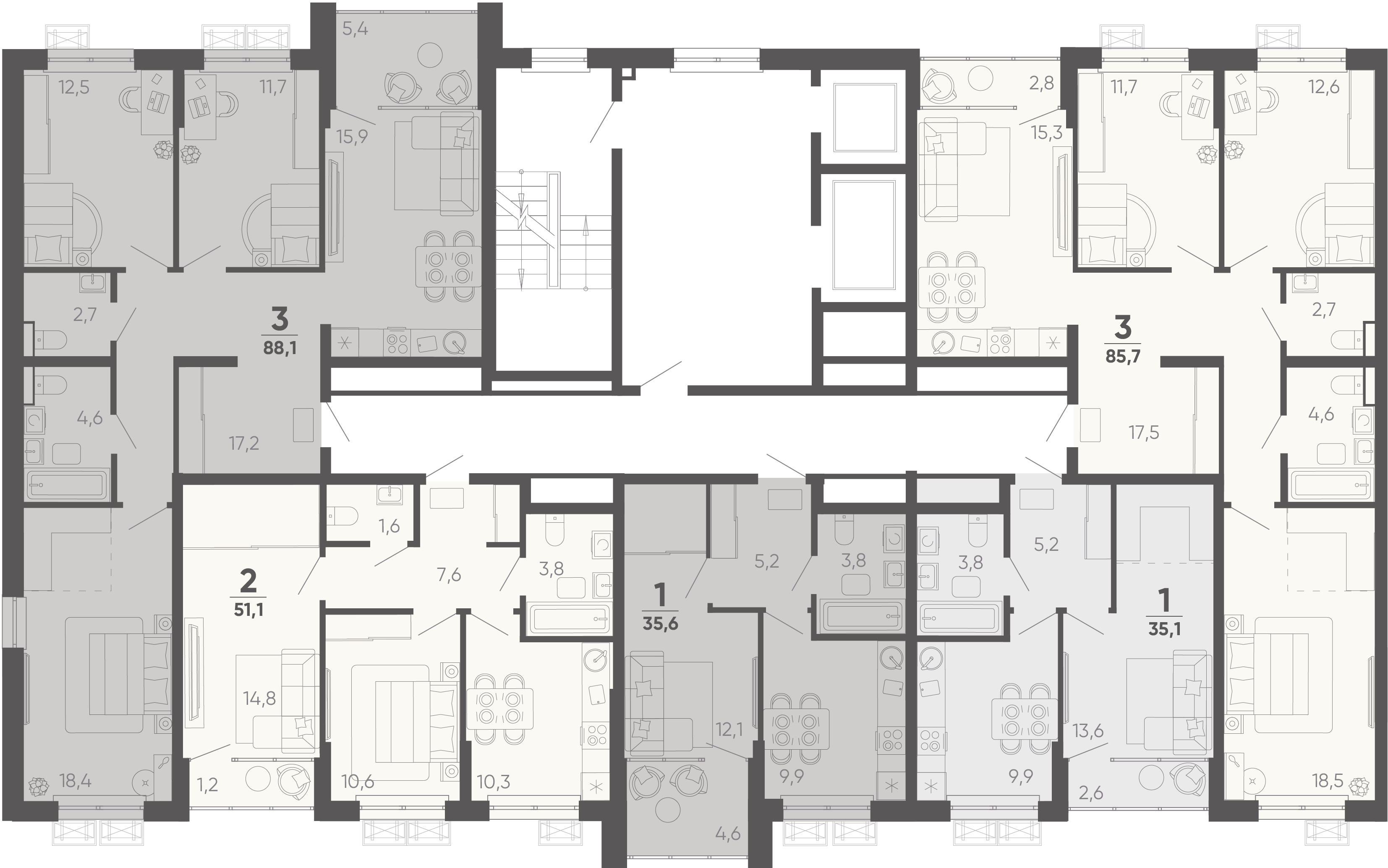 3-комнатная квартира №74 85,4 м2 от застройщика ГК ТОЧНО фото 5