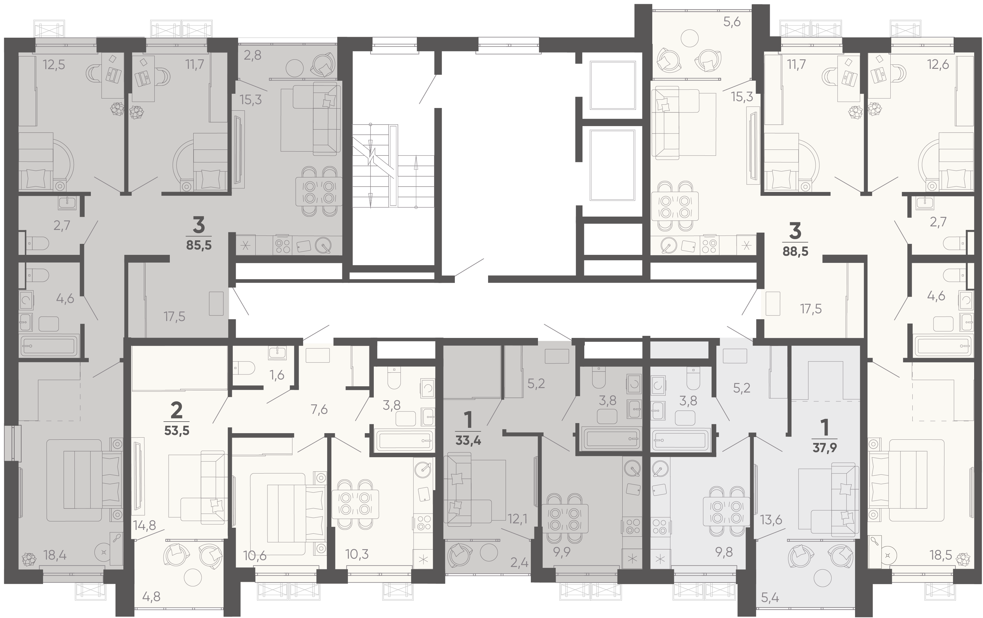 3-комнатная квартира №39 84,1 м2 от застройщика ГК ТОЧНО фото 5