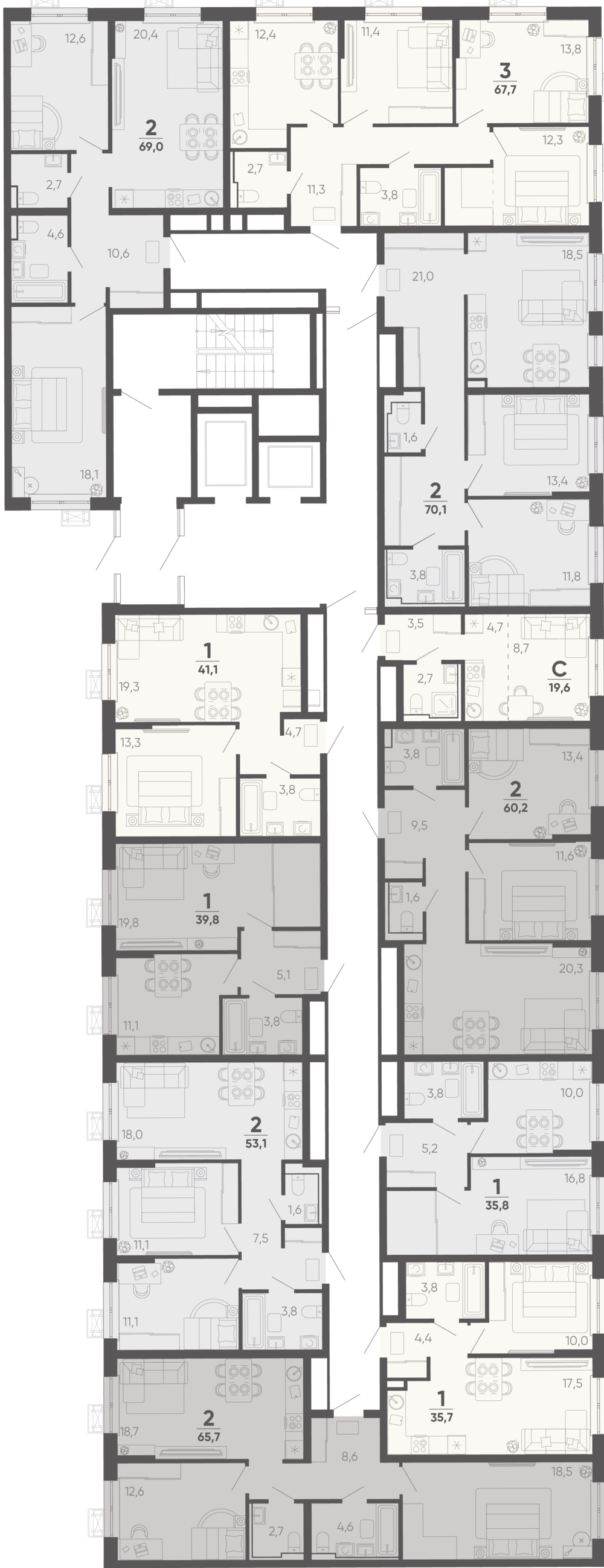 1-комнатная квартира №85 41,1 м2 от застройщика ГК ТОЧНО фото 5