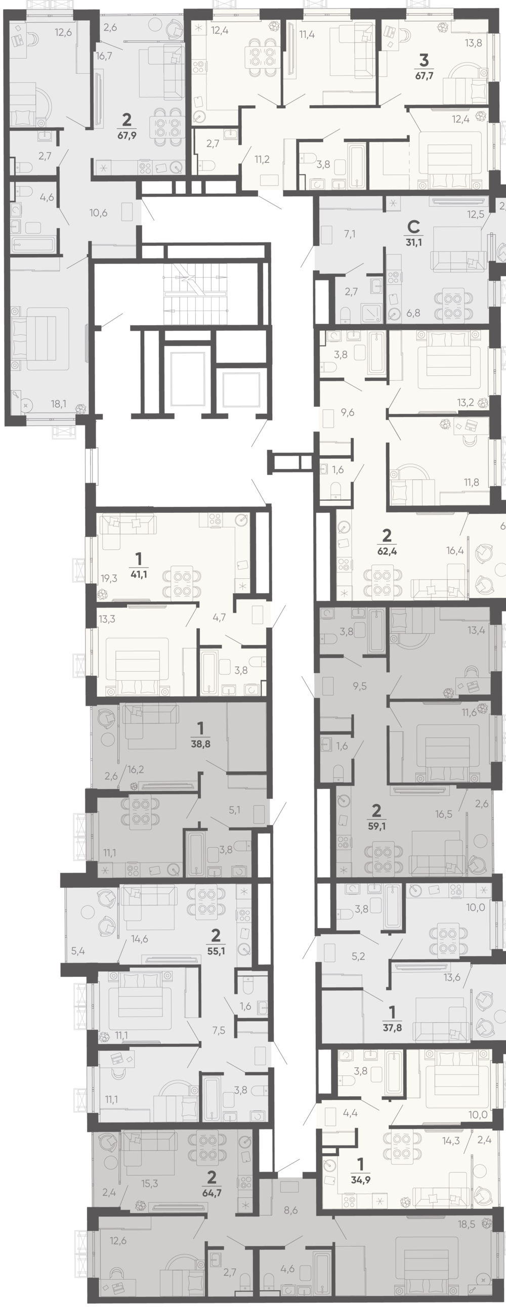 2-комнатная квартира №89 59,4 м2 от застройщика ГК ТОЧНО фото 5