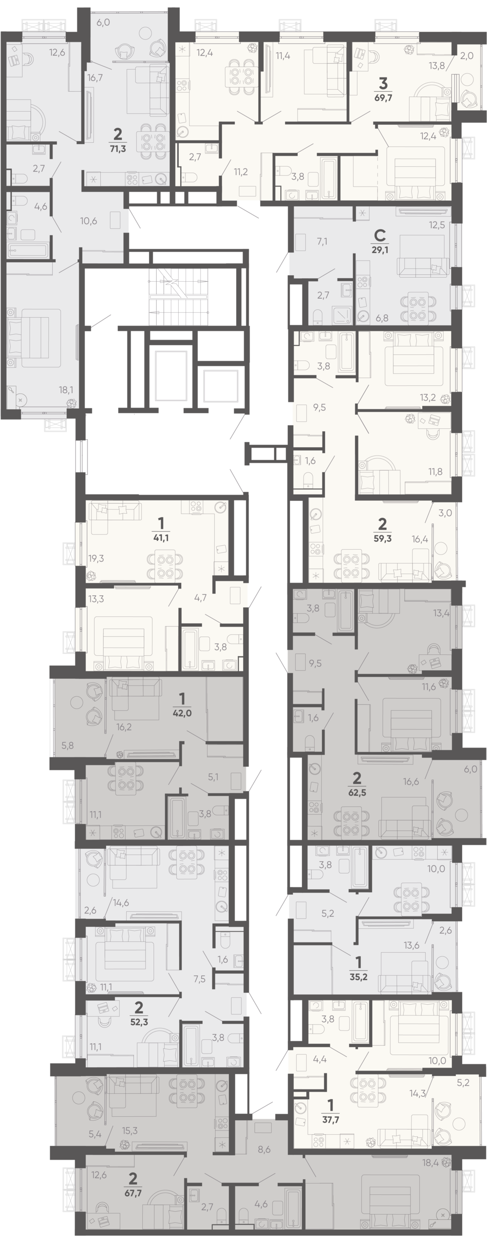 2-комнатная квартира №232 57,8 м2 от застройщика ГК ТОЧНО фото 5