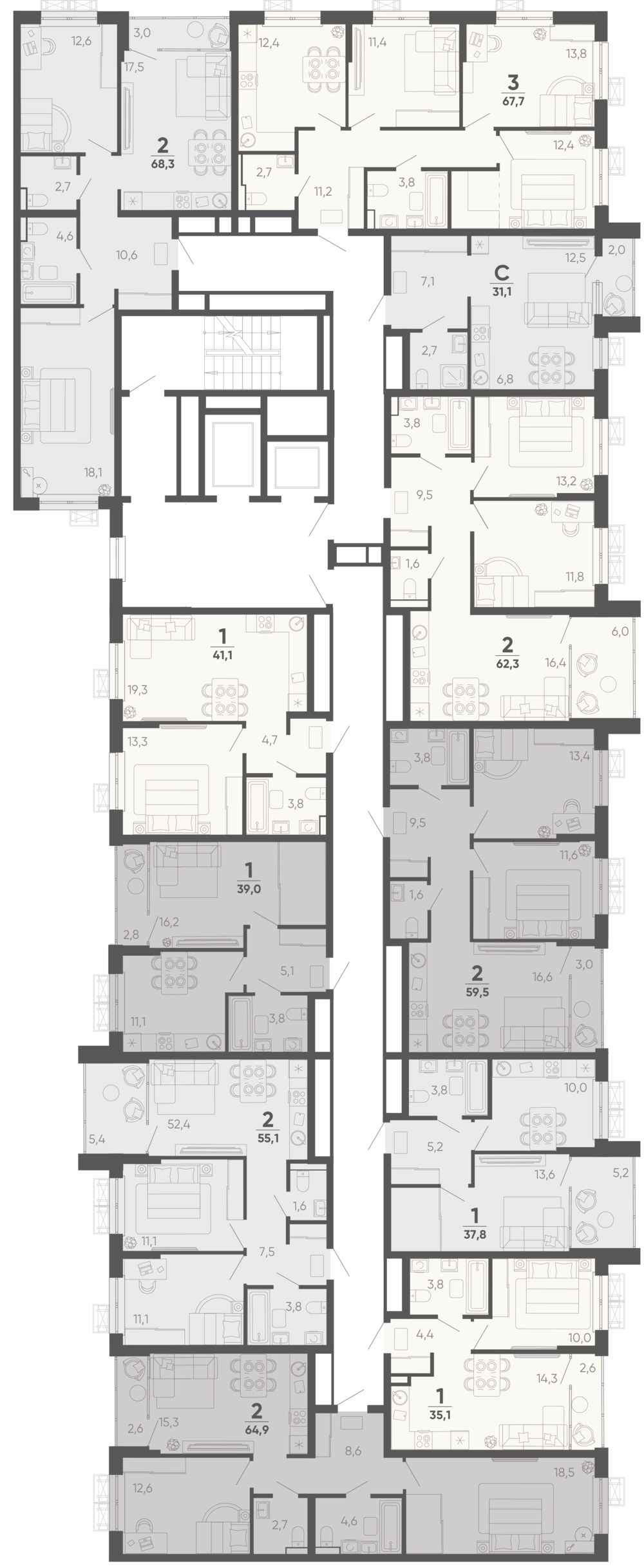 2-комнатная квартира №225 63,6 м2 от застройщика ГК ТОЧНО фото 5