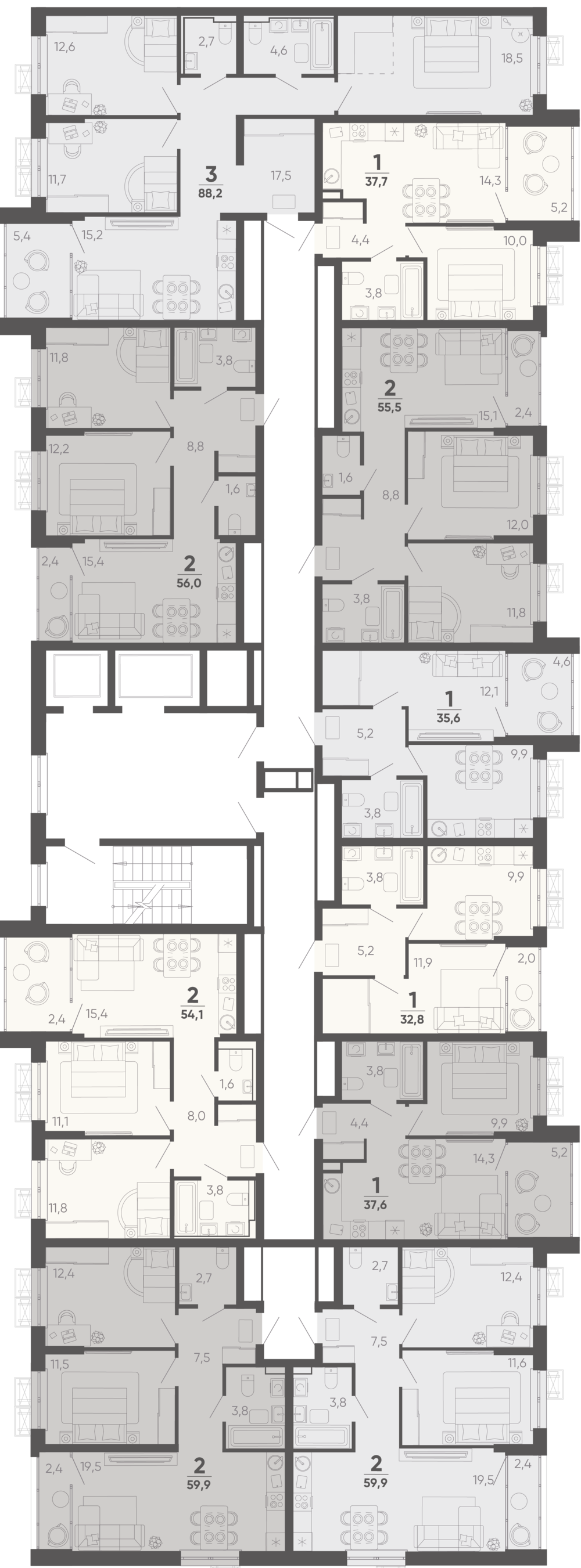 3-комнатная квартира №249 85,5 м2 от застройщика ГК ТОЧНО фото 5