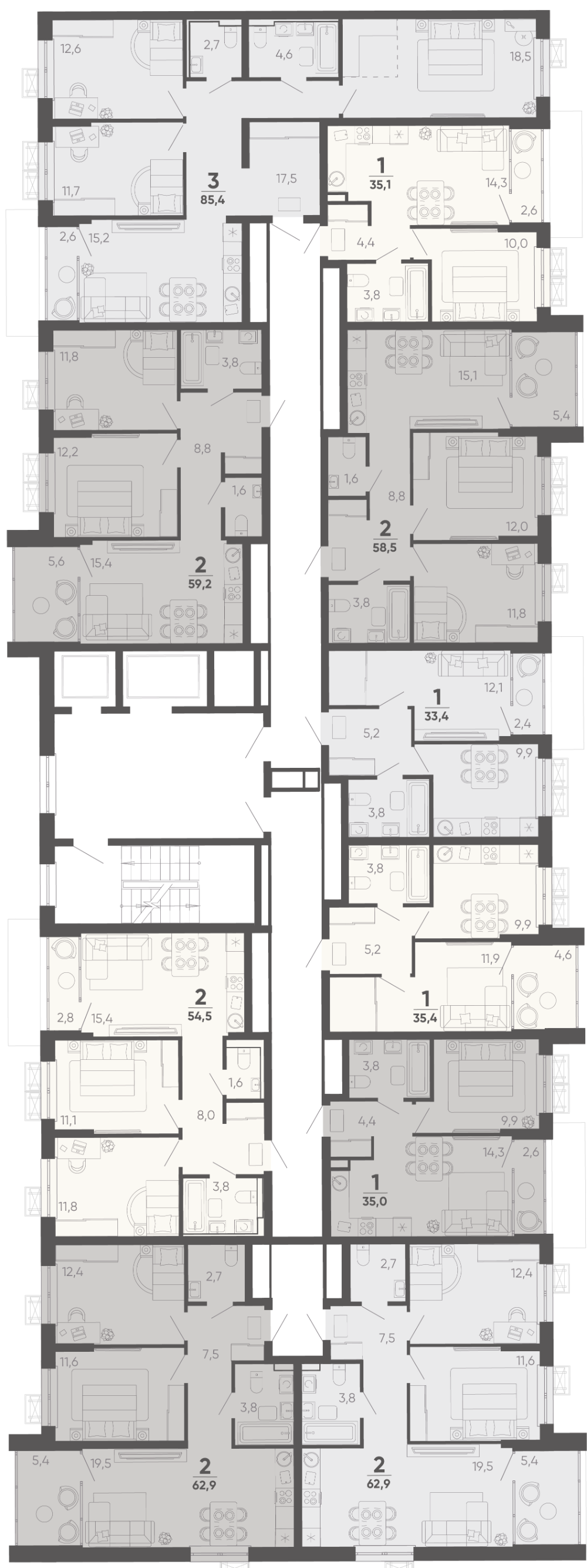 2-комнатная квартира №338 56,4 м2 от застройщика ГК ТОЧНО фото 5